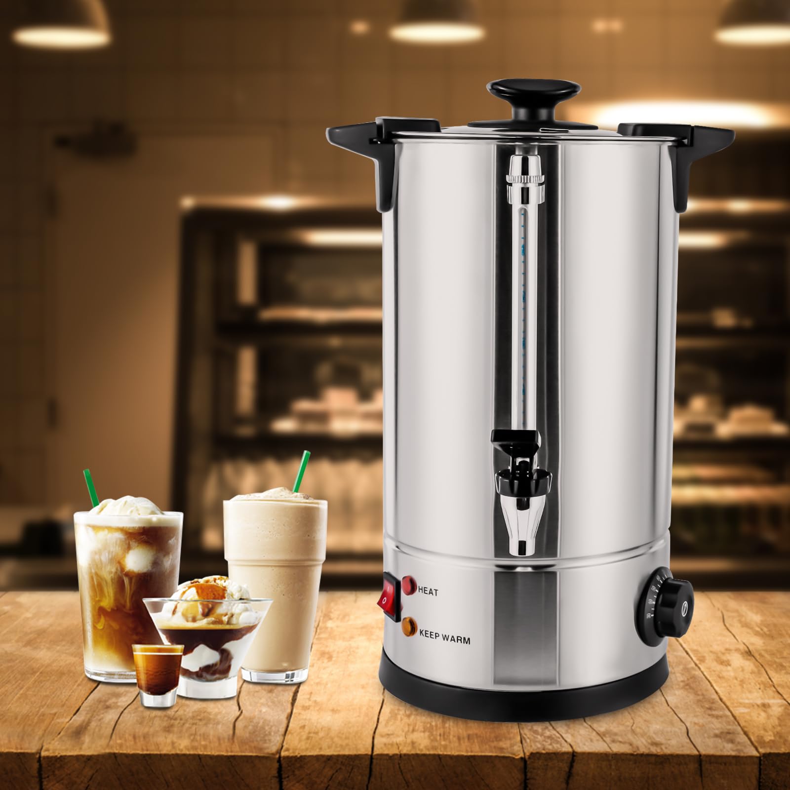 60 Cup Electric Coffee Percolator - 10L Commercial Brewer for Coffee, Tea & Hot Chocolate - Perfect for Offices & Events