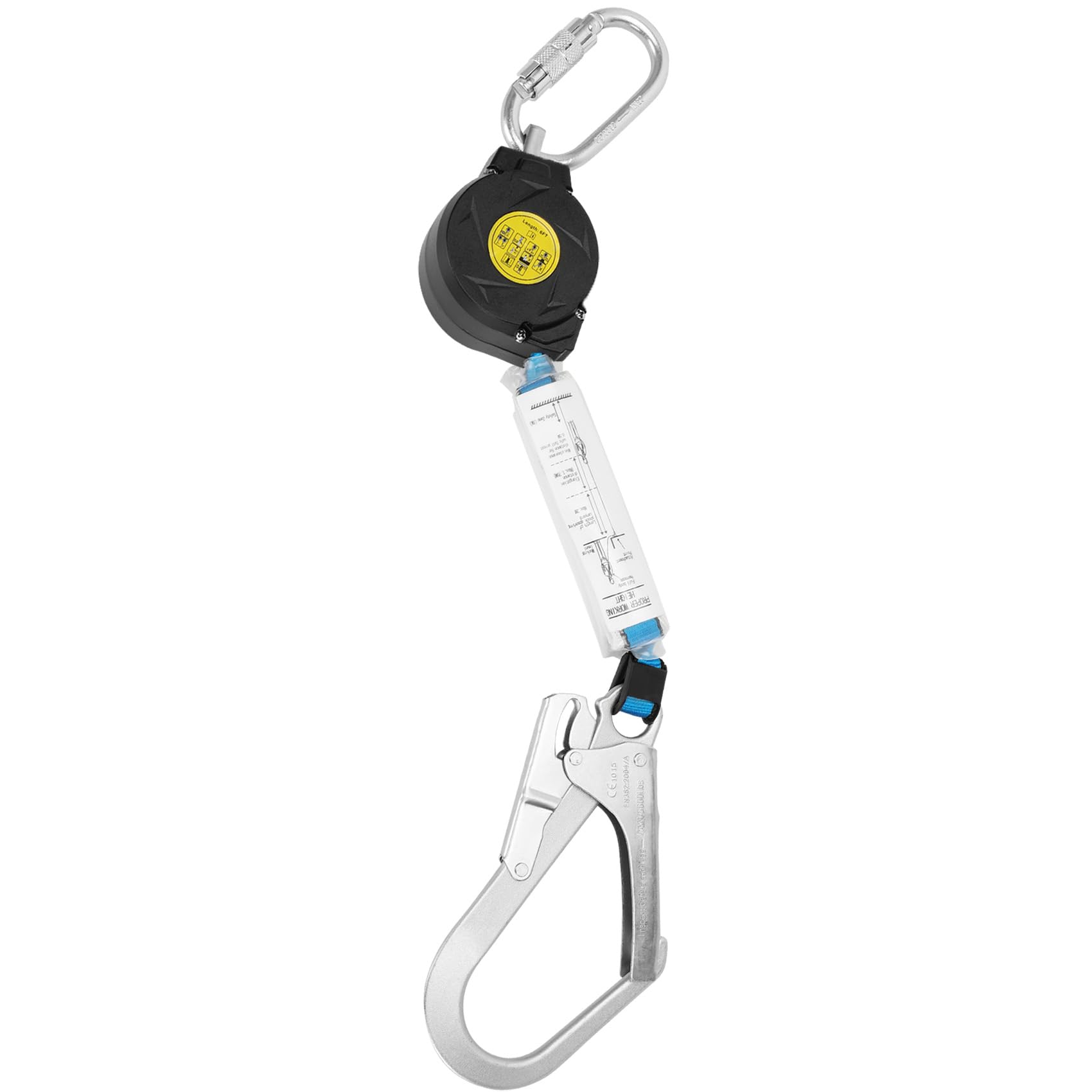 6FT Retractable Safety Lanyard with Rebar Hook - Self Retracting Fall Protection Lifeline for Construction, Roofing & Work at Height | OSHA Compliant Safety Harness Accessory for Roofers, Electricians & Window Cleaners