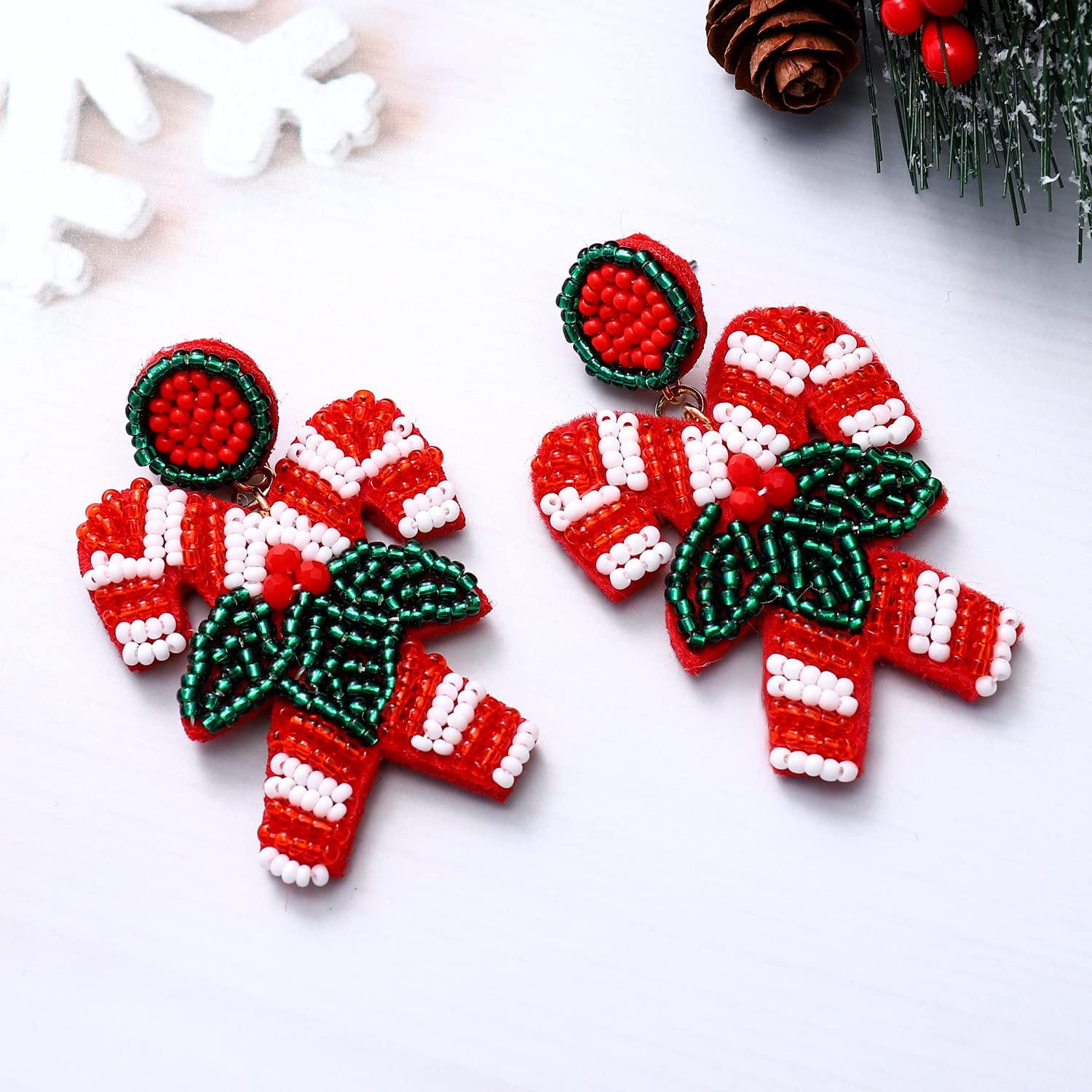 Festive Christmas Earrings for Women - Handmade Bohemian Beaded Dangle Drop Earrings with Colorful Seed Beads | Perfect Holiday Party Accessories & Thoughtful Christmas Gifts for Her