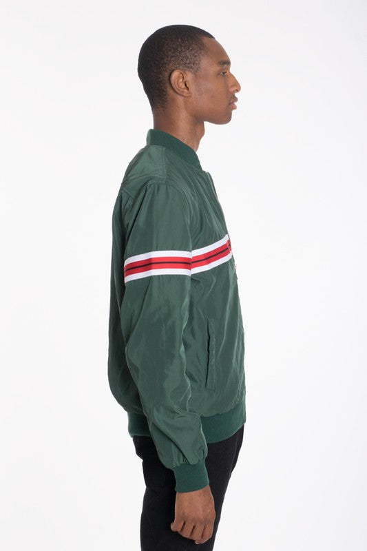 Luxury Woven Taped Bomber Jacket for Men - Stylish Lightweight Outerwear for Casual & Streetwear Fashion | Perfect for Fall, Winter & Spring Seasons