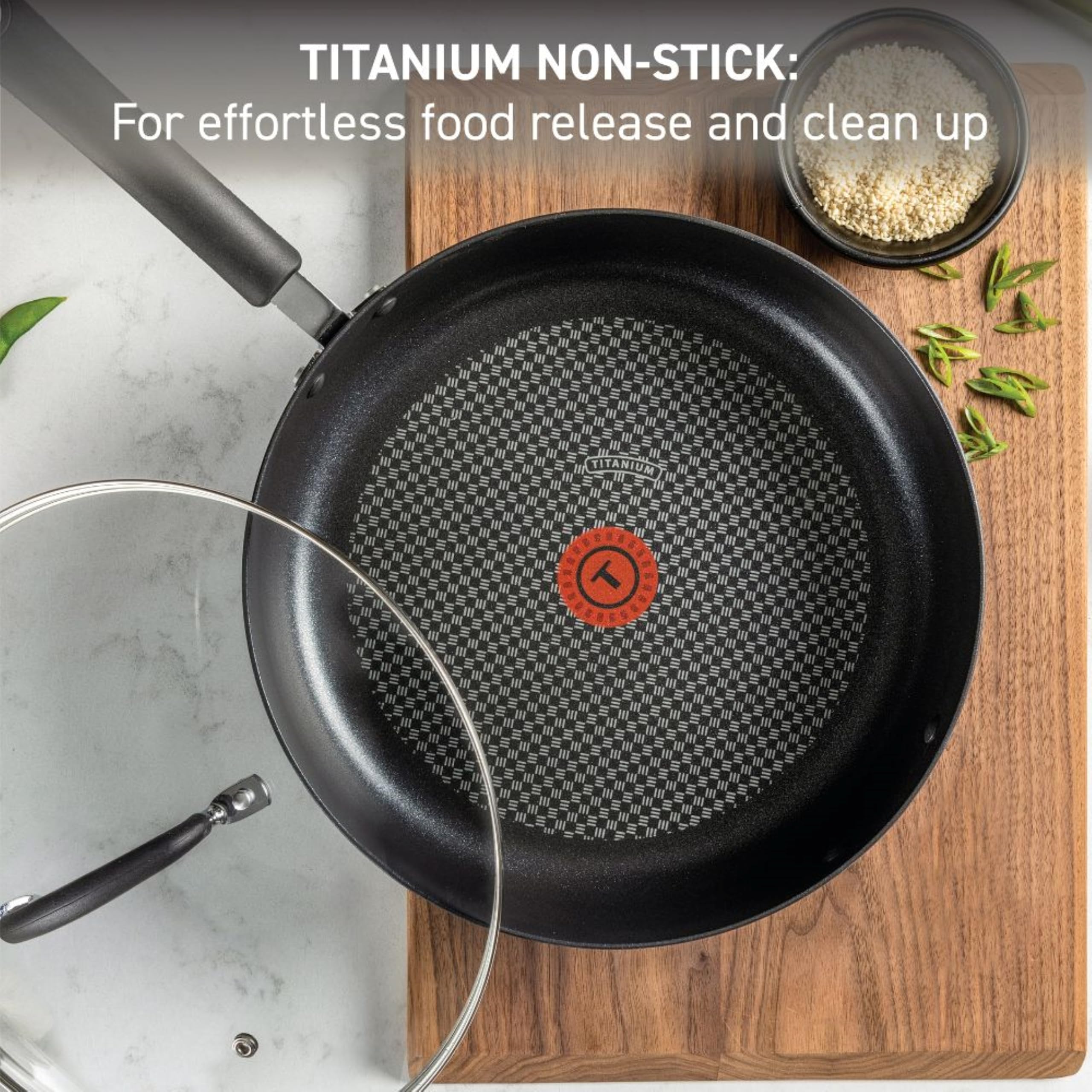 T-fal Ultimate Hard Anodized Nonstick 12-Inch Frying Pan with Lid - Oven & Broiler Safe to 400°F, Dishwasher Safe - Black - Perfect for Searing, Sauteing & Everyday Cooking