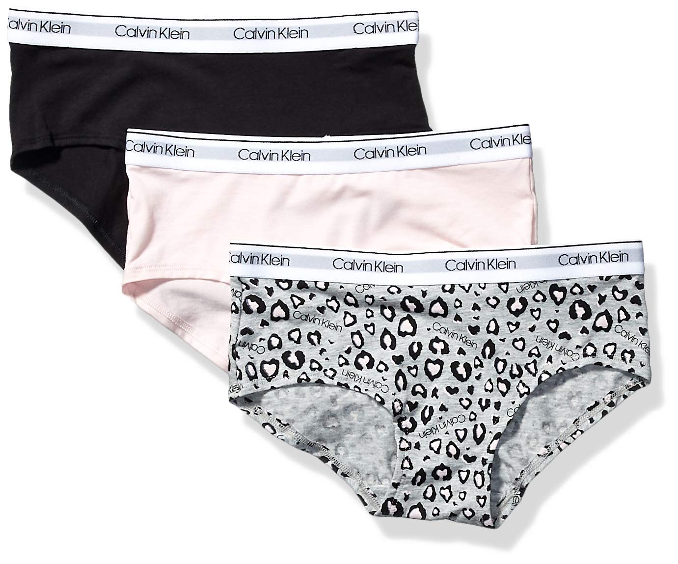 Calvin Klein Girls' Modern Cotton Hipster Underwear 5-Pack - Soft Breathable Comfort for Everyday Wear, School & Sleepovers