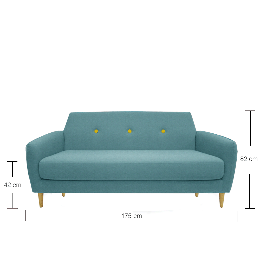 Alto 3-Seater Sofa with AquaClean Fabric | Modern Living Room Furniture for Home & Office | Perfect for Small Spaces & Family Gatherings
