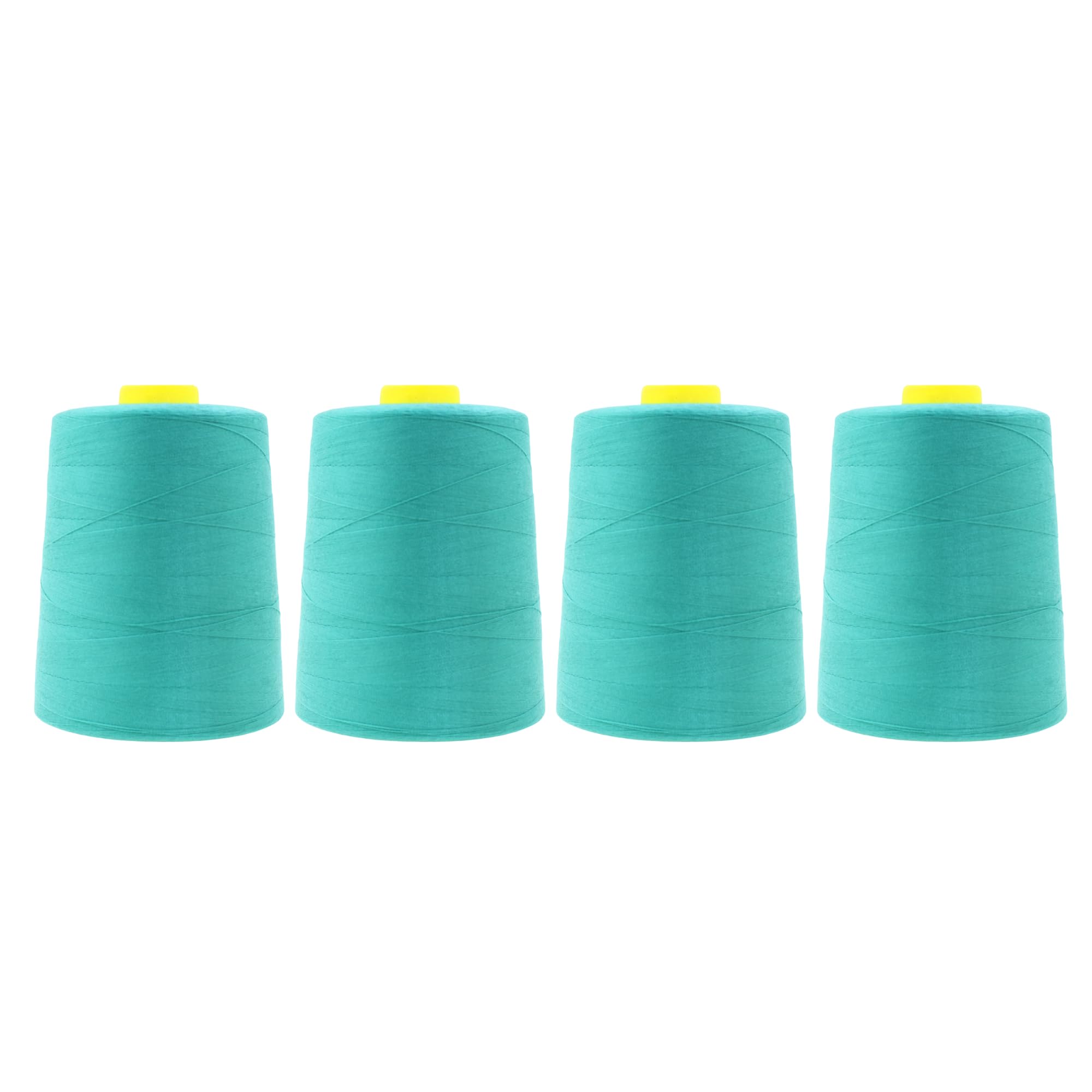 4 Pack Aqua Serger Thread Cones - 20S/2 24000 Yds Polyester Overlock Machine Thread for Sewing, Quilting & Crafting - Perfect for Home Tailoring, DIY Projects & Professional Garment Making