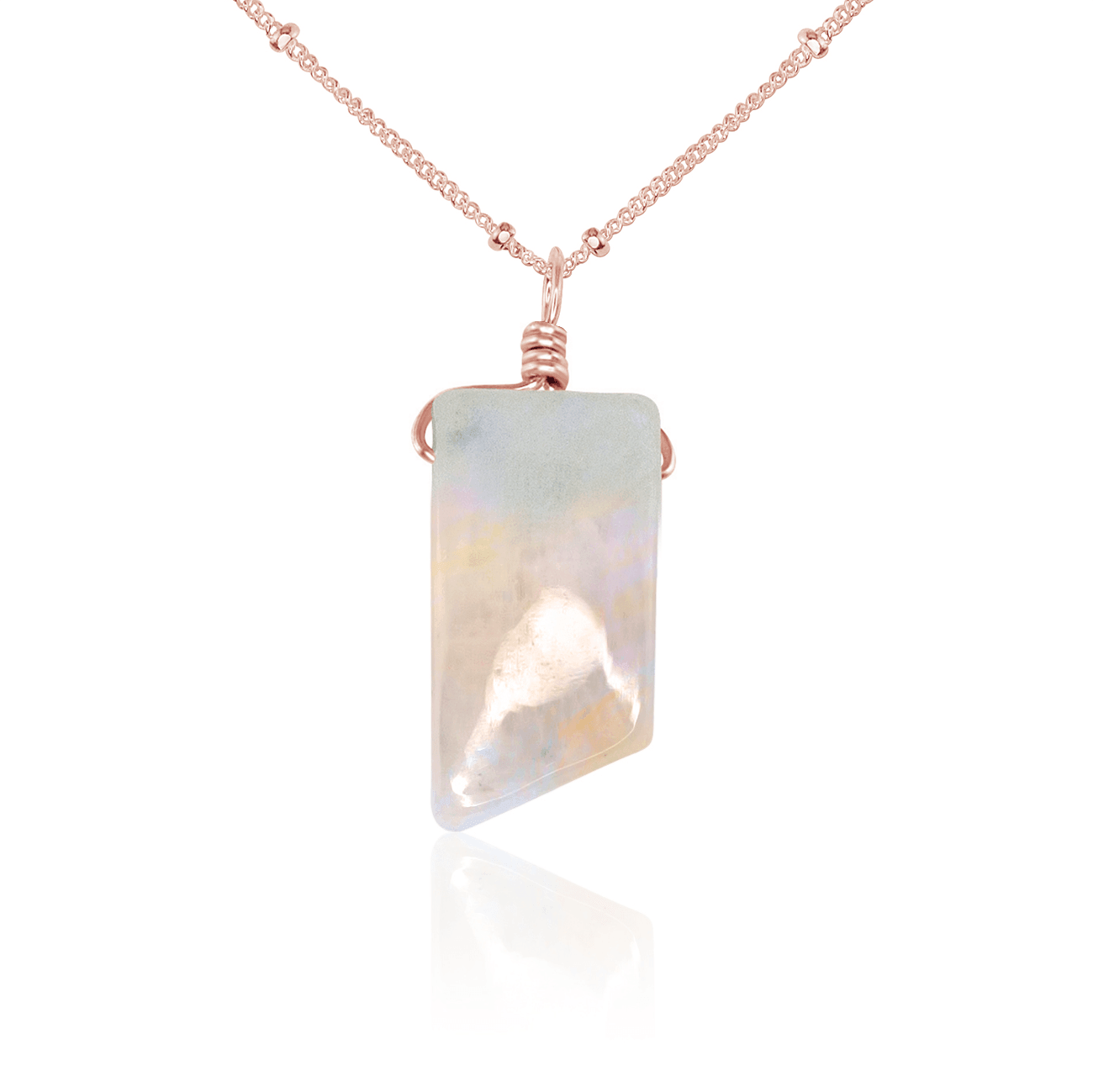 Rainbow Moonstone Pendant Necklace - Smooth Crystal Point Jewelry for Women | Perfect for Meditation, Yoga & Spiritual Healing