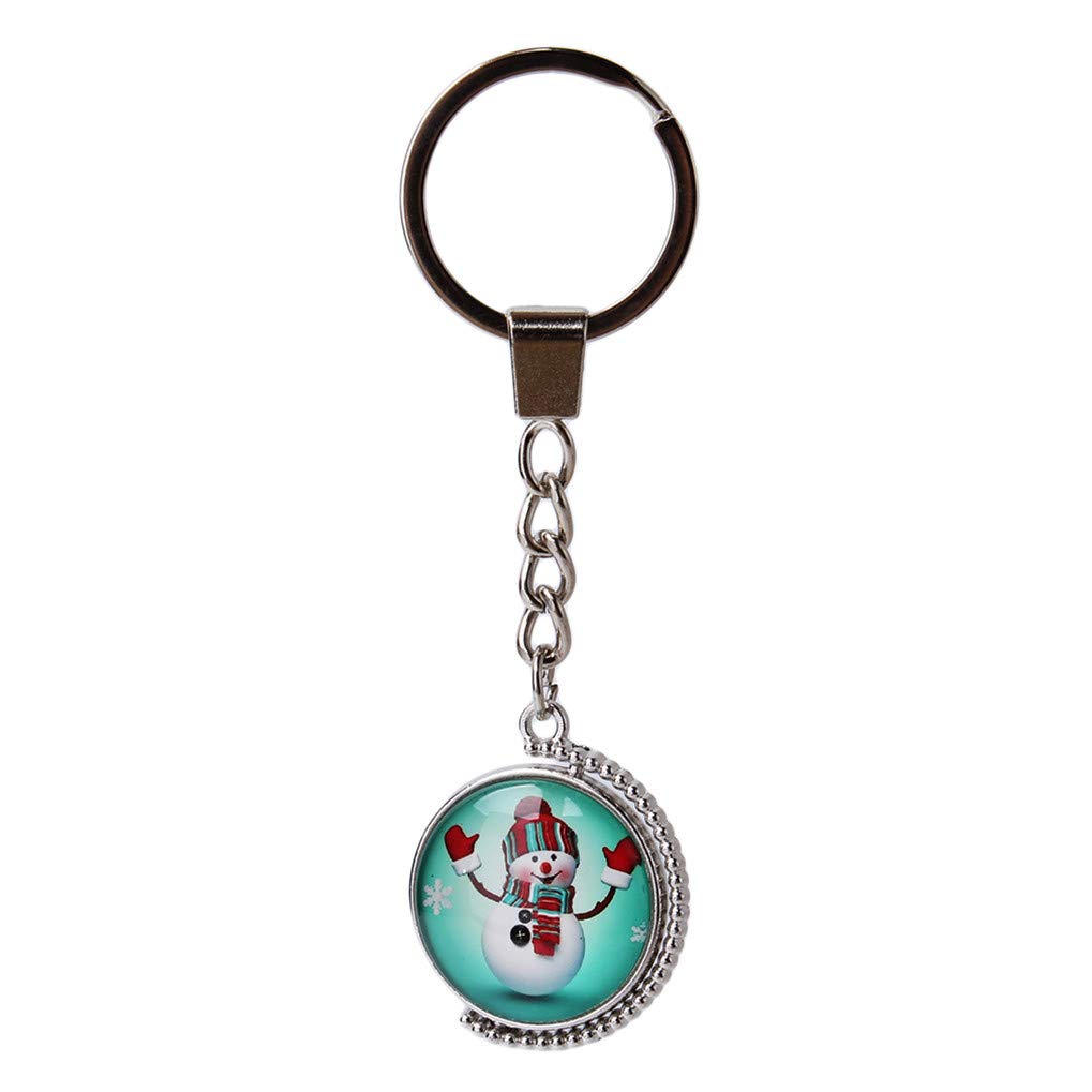 Timesuper Christmas Gift Santa Claus Key Ring Charm Pendant - Double Sided Holiday Keychain for Christmas Stocking Stuffers & Party Favors (Style #2)