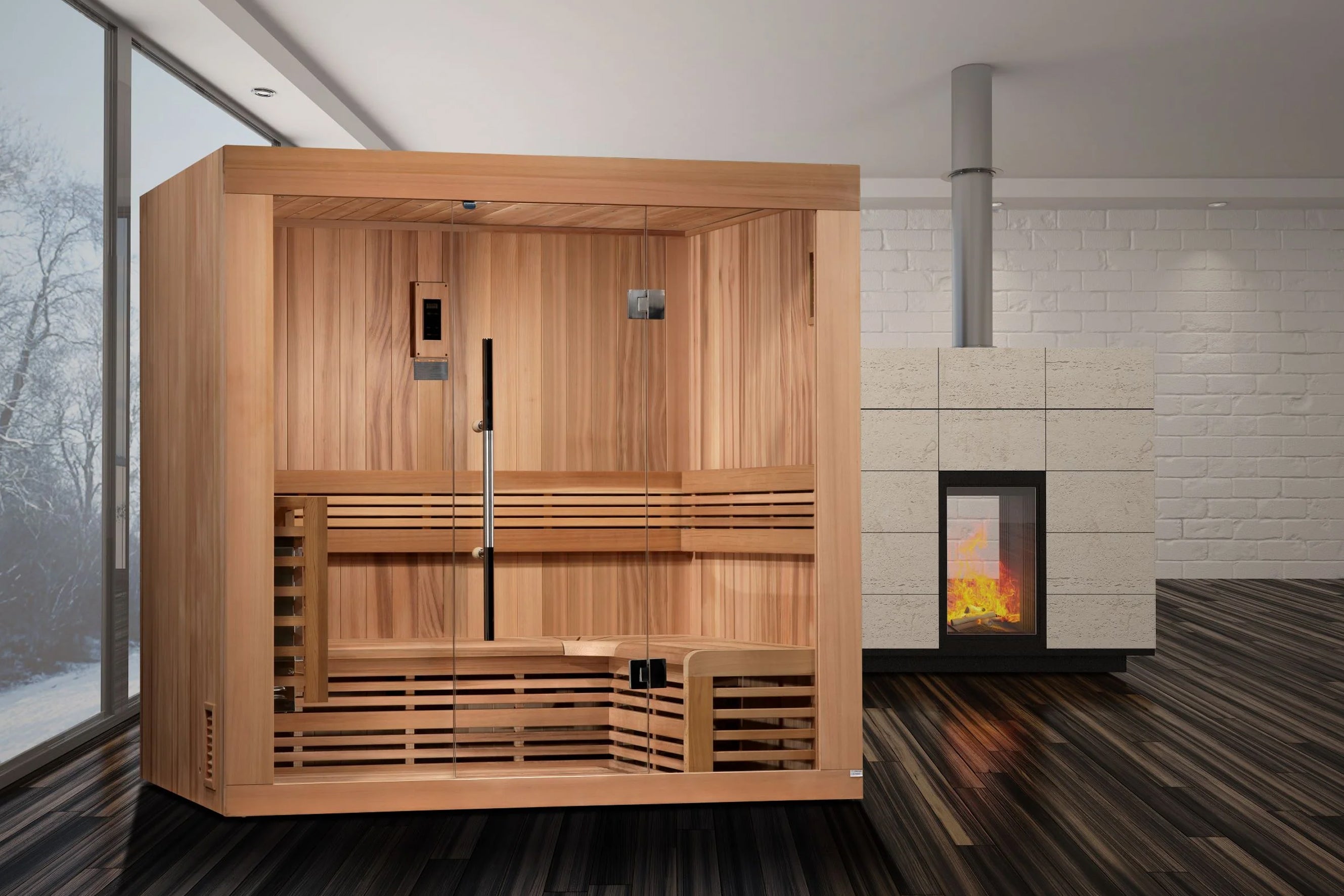 Golden Designs Copenhagen 3-Person Indoor/Outdoor Traditional Sauna - Perfect for Home Spa, Backyard Relaxation & Wellness Retreat