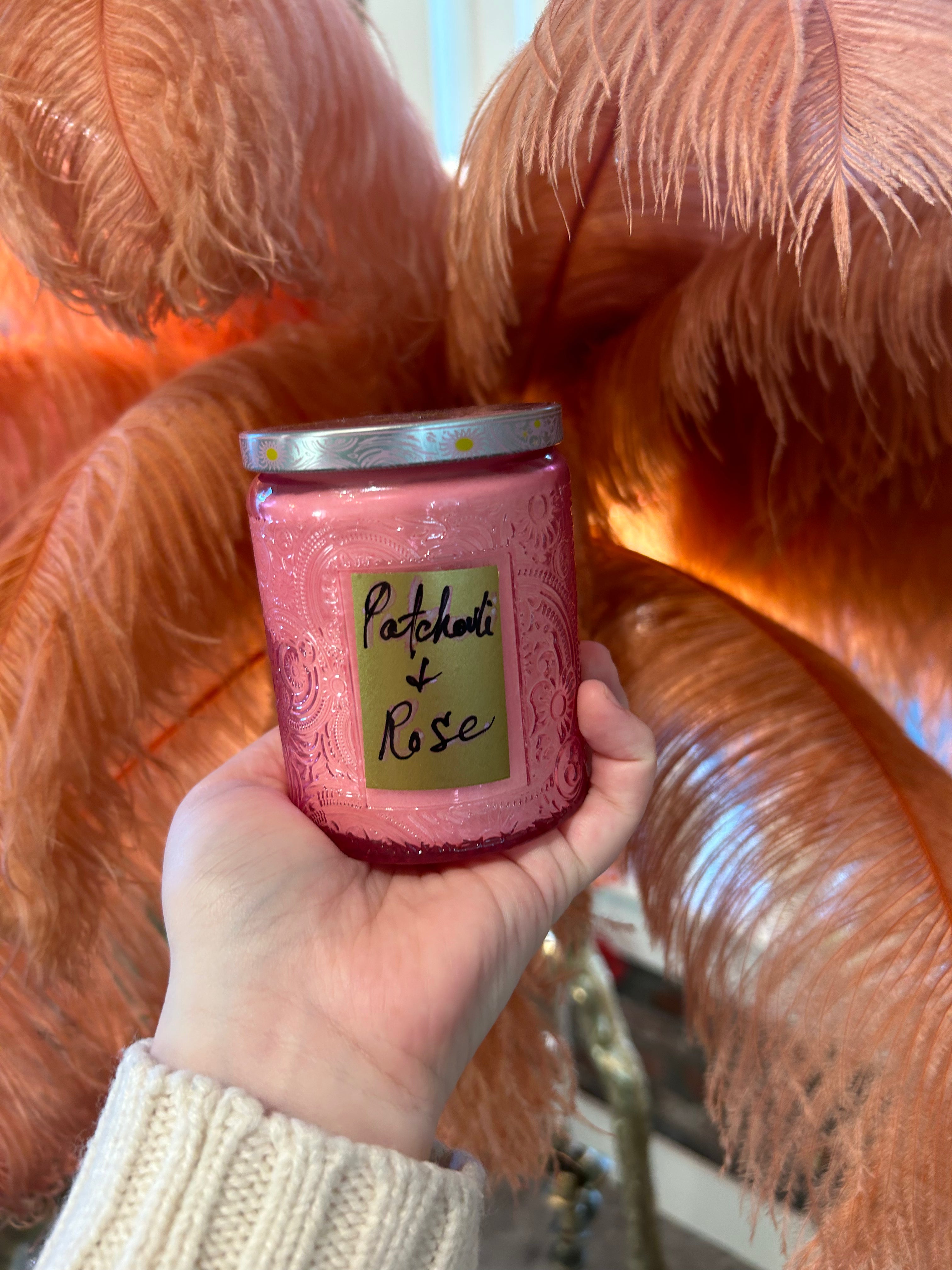 Patchouli & Rose Scented Soy Wax Candle for Home, Relaxation, and Aromatherapy - Perfect for Bedroom, Bathroom, and Meditation Spaces