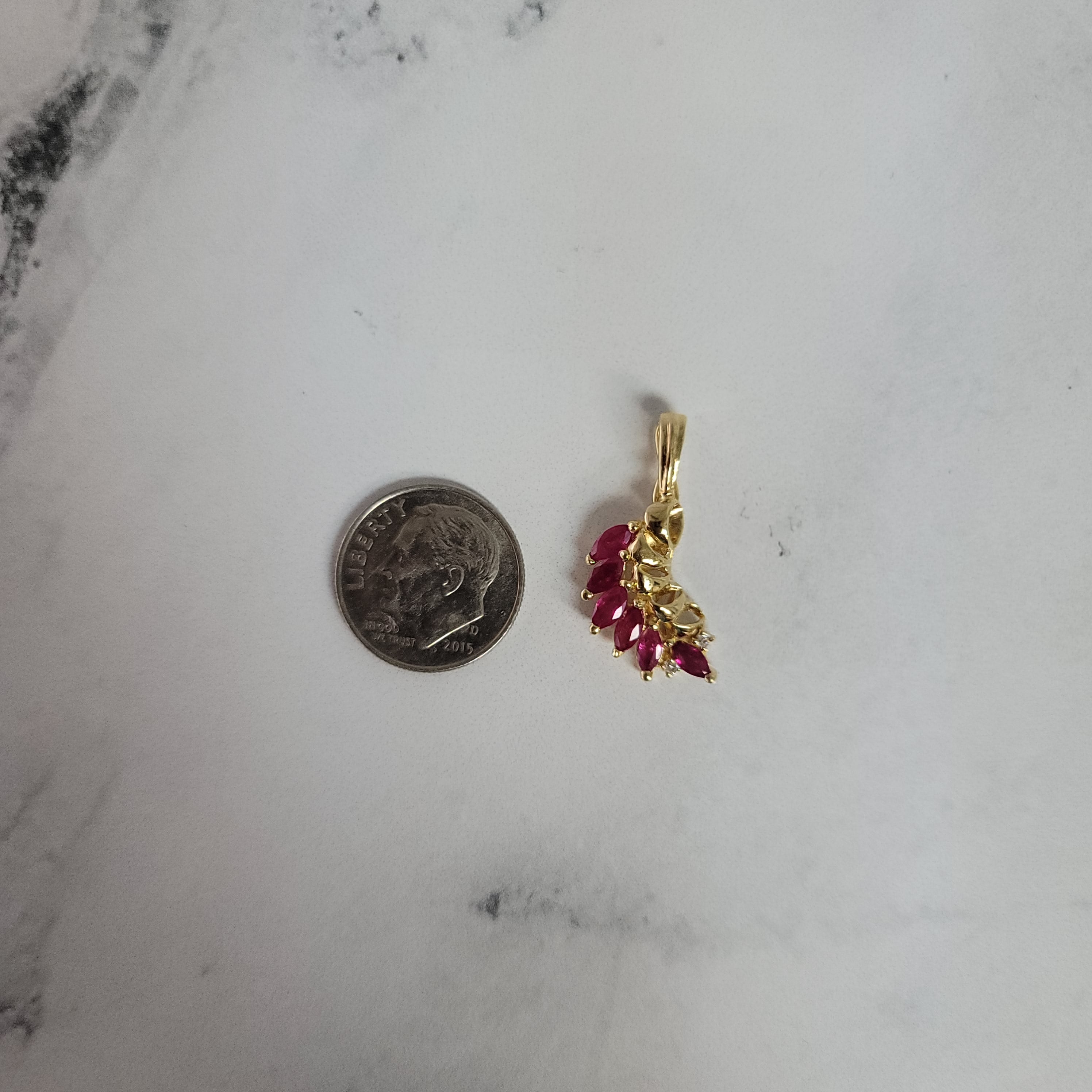 Vintage Marquise Ruby Necklace .75cttw 14k Yellow Gold - Elegant Jewelry for Weddings, Anniversaries & Special Occasions
