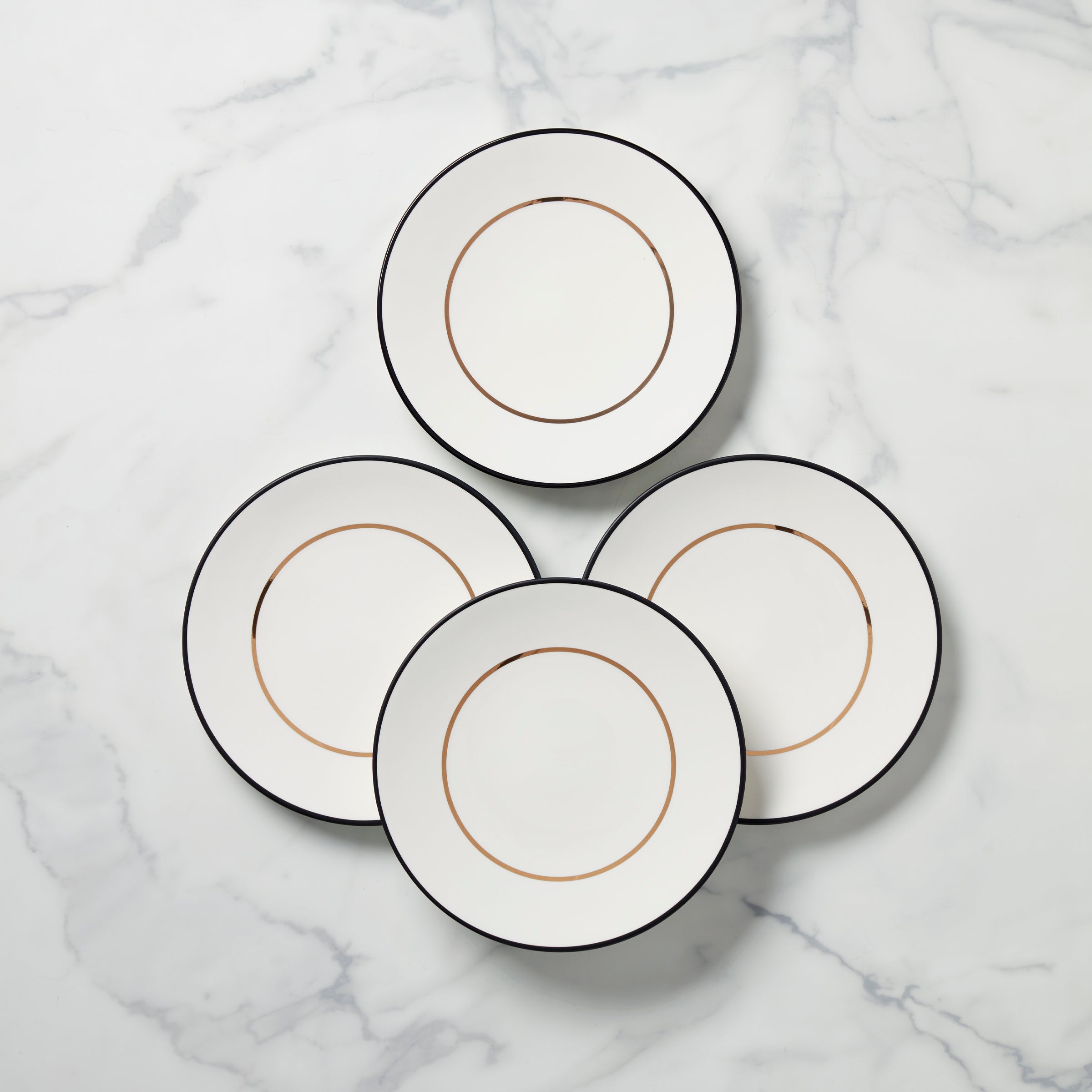 Make It Pop Accent Plates - Set of 4 Black & Gold Dinner Plates for Elegant Dining, Party Decor, and Home Tableware