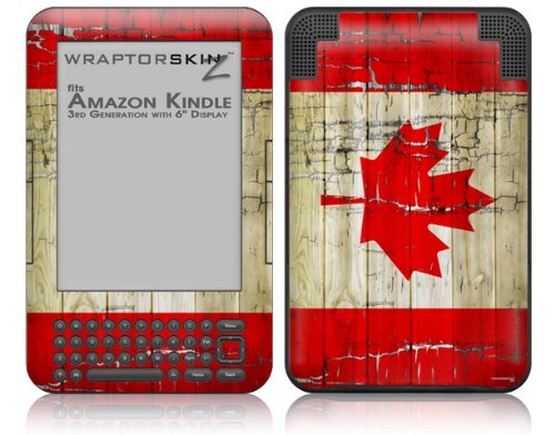 Vintage Cracked & Faded Canadian Flag Decal Skin for Amazon Kindle 3 Keyboard (6-inch Display) - Perfect for Patriotic Readers, Travelers & Canada Day Decor