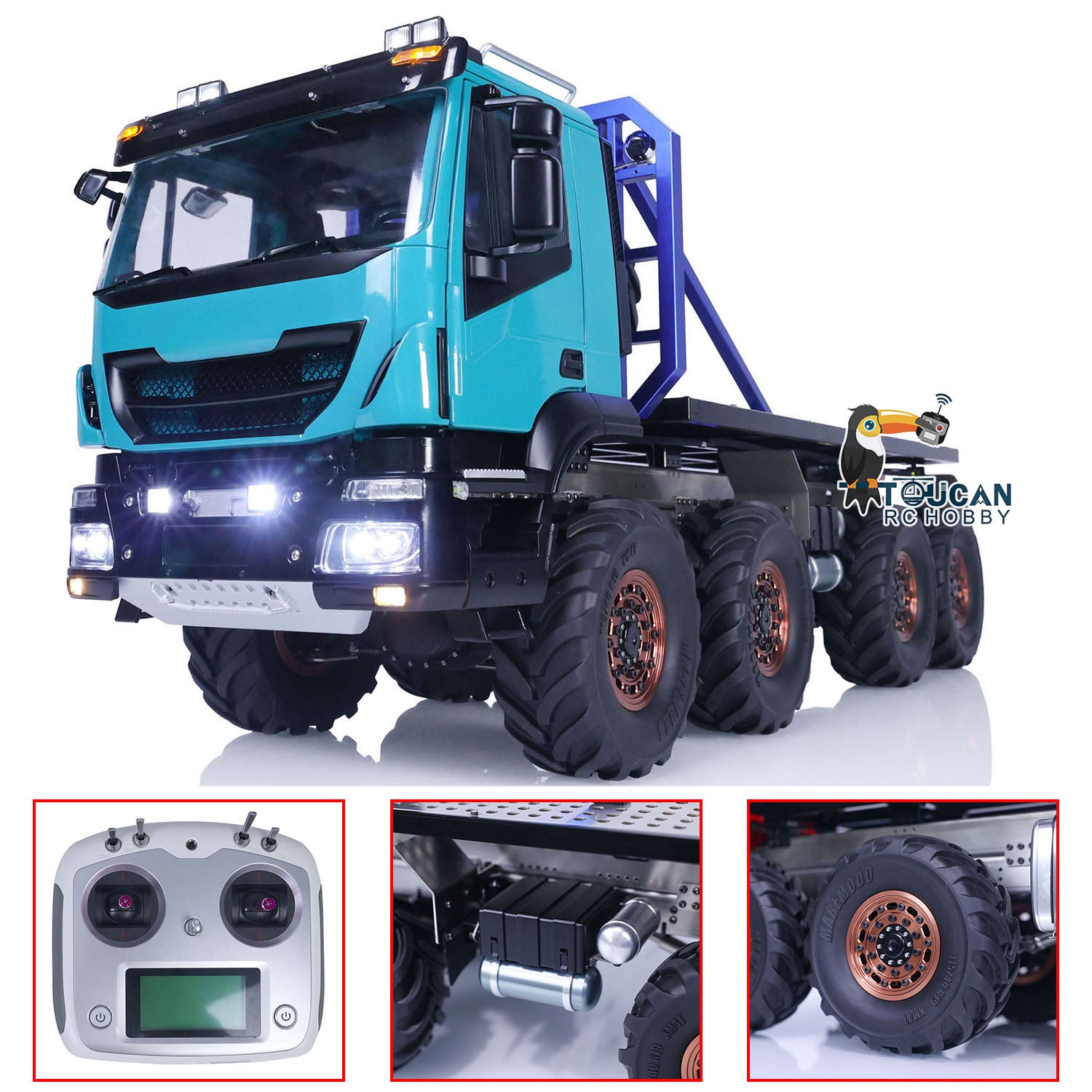 1/14 Scale 8x8 RC Rock Crawler Truck - Remote Control Climbing Vehicle with DIY Model Kit, LED Lights, Sound System & Servo ESC - Perfect for Off-Road Adventures and Rock Crawling Competitions