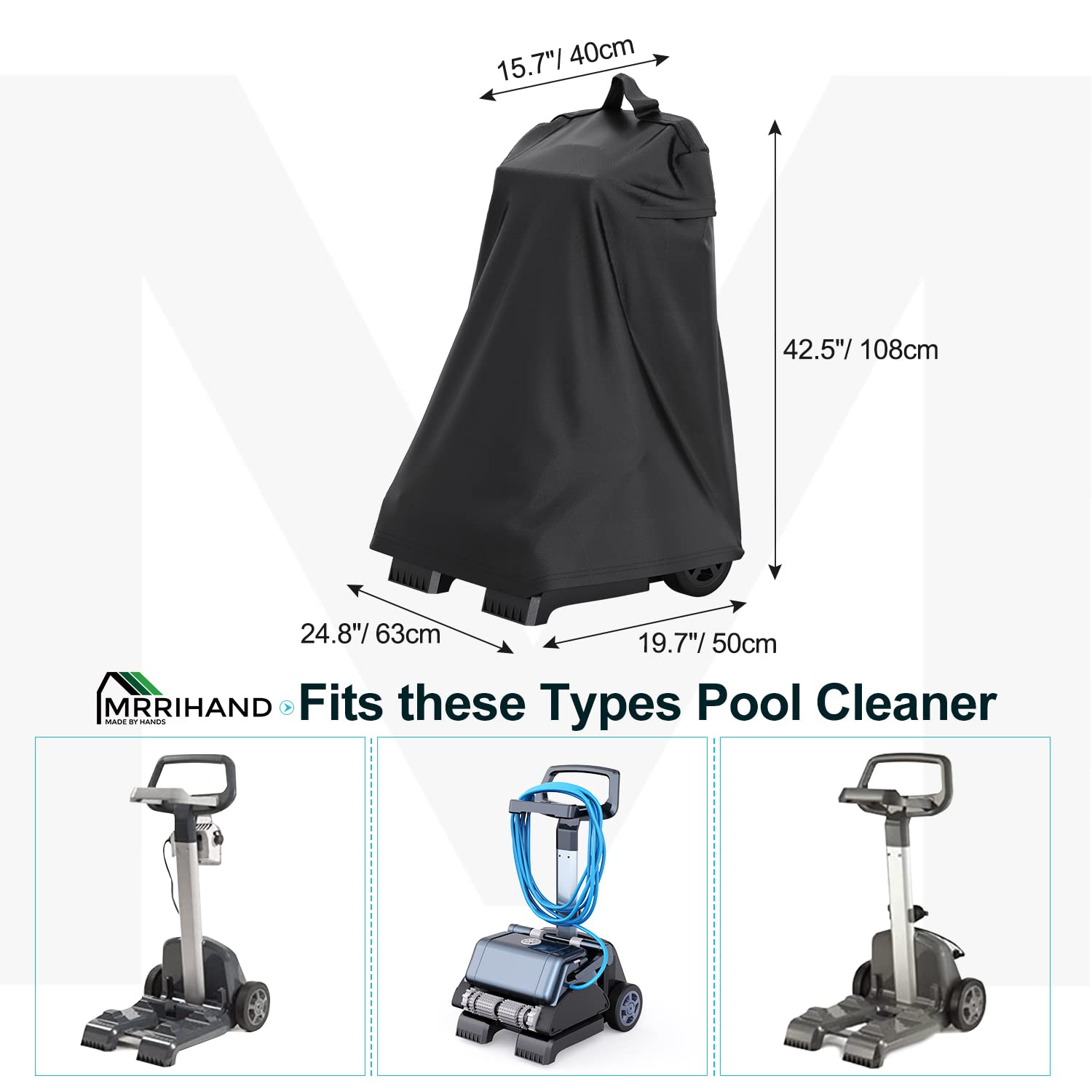 Mrrihand Pool Cleaner Caddy Cover - Thick Black Fabric with Handle & Air Vent for Dolphin Robotic Pool Cleaners - Perfect for Storage & Protection During Pool Maintenance
