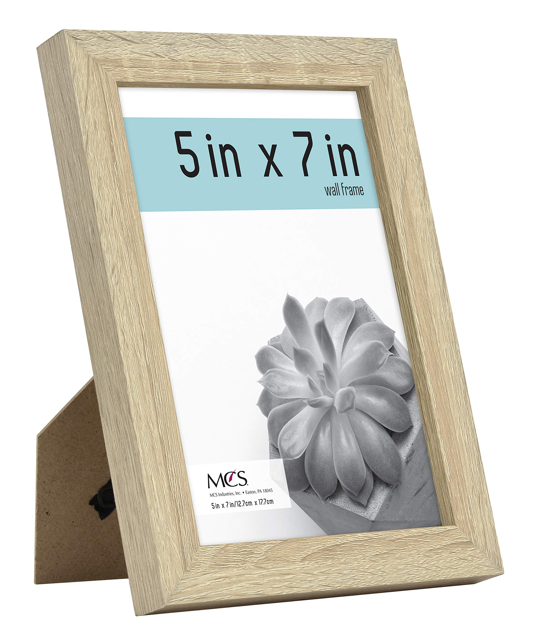 MCS Gallery Essential Picture Frames Set - 7 Piece Wall Display with 4x6, 5x7 & 8x10 Inch Frames in Natural Woodgrain - Perfect for Home Decor, Office Display & Photo Gallery Walls