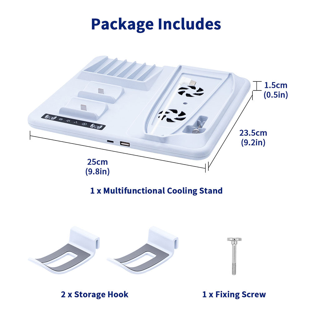 iPlay PS5 Slim Cooling Stand - Multifunctional Cooling Fan for PS5 Slim Disc & Digital Edition (White, Model HBP 537) - Prevent Overheating for Extended Gaming Sessions