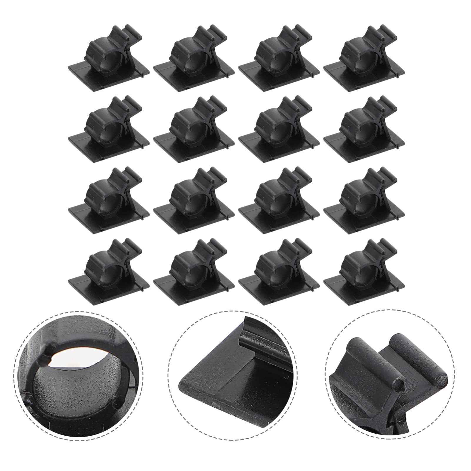 HEMOTON 50-Pack Adhesive Wire Clips - Cord Management Organizers for Desk, Home & Office - Strong Plastic Cable Fasteners for Electric Wires, Cables & Chargers (Perfect for Computer Setups, TV Areas & Workspaces)
