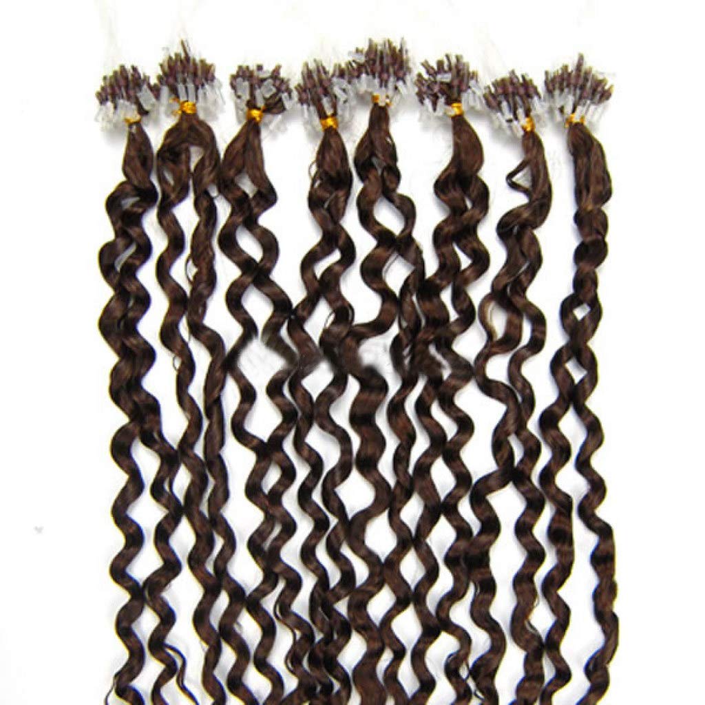RemeeHi 24 Inch Micro Ring Hair Extensions - 70g Curly Human Hair with Loop, 99j# Red Wine Color | Perfect for Parties, Weddings & Everyday Styling