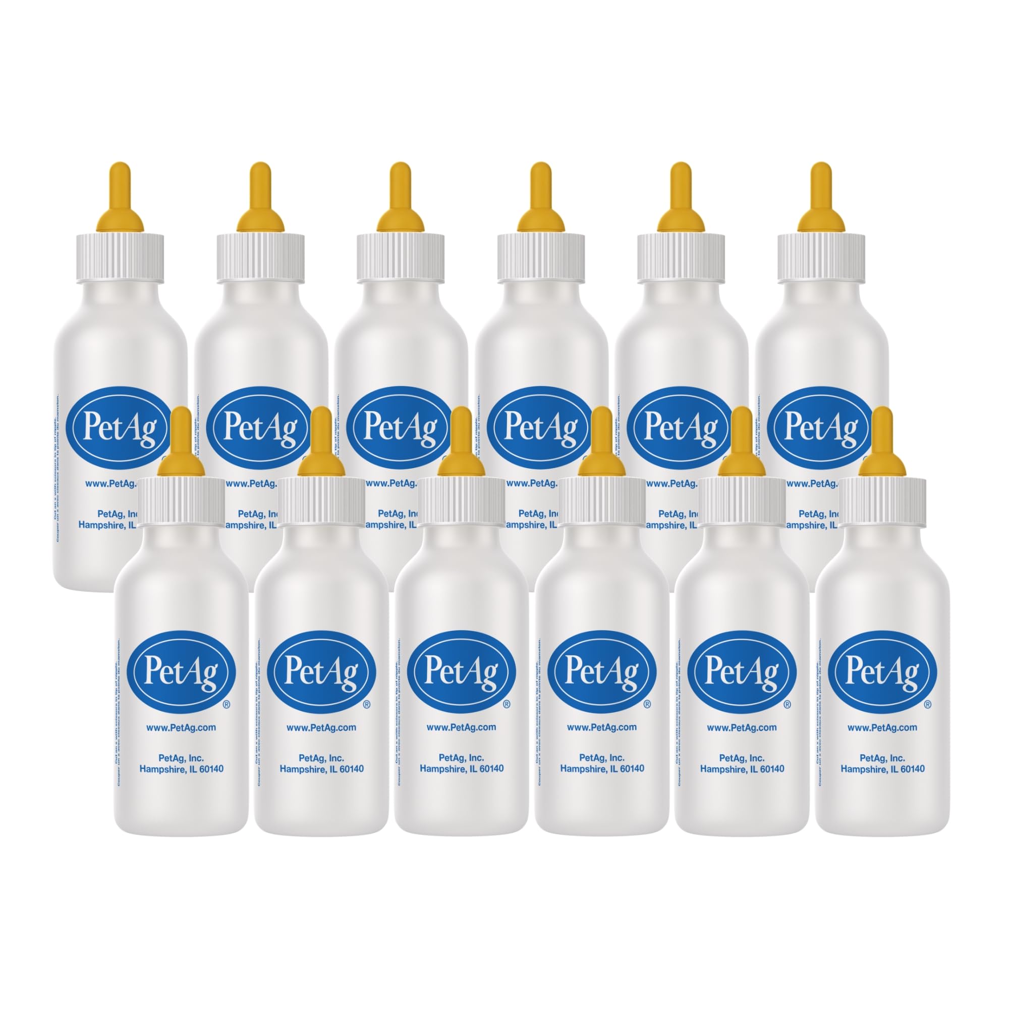 Pet-Ag Nurser Bottle - 2 oz, Pack of 12 - Natural Feeding Solution for Small Animals - Durable & Easy Clean Baby Bottle for Puppies, Kittens, Rabbits & Hamsters - Perfect for Nursing, Weaning & Hydration Care