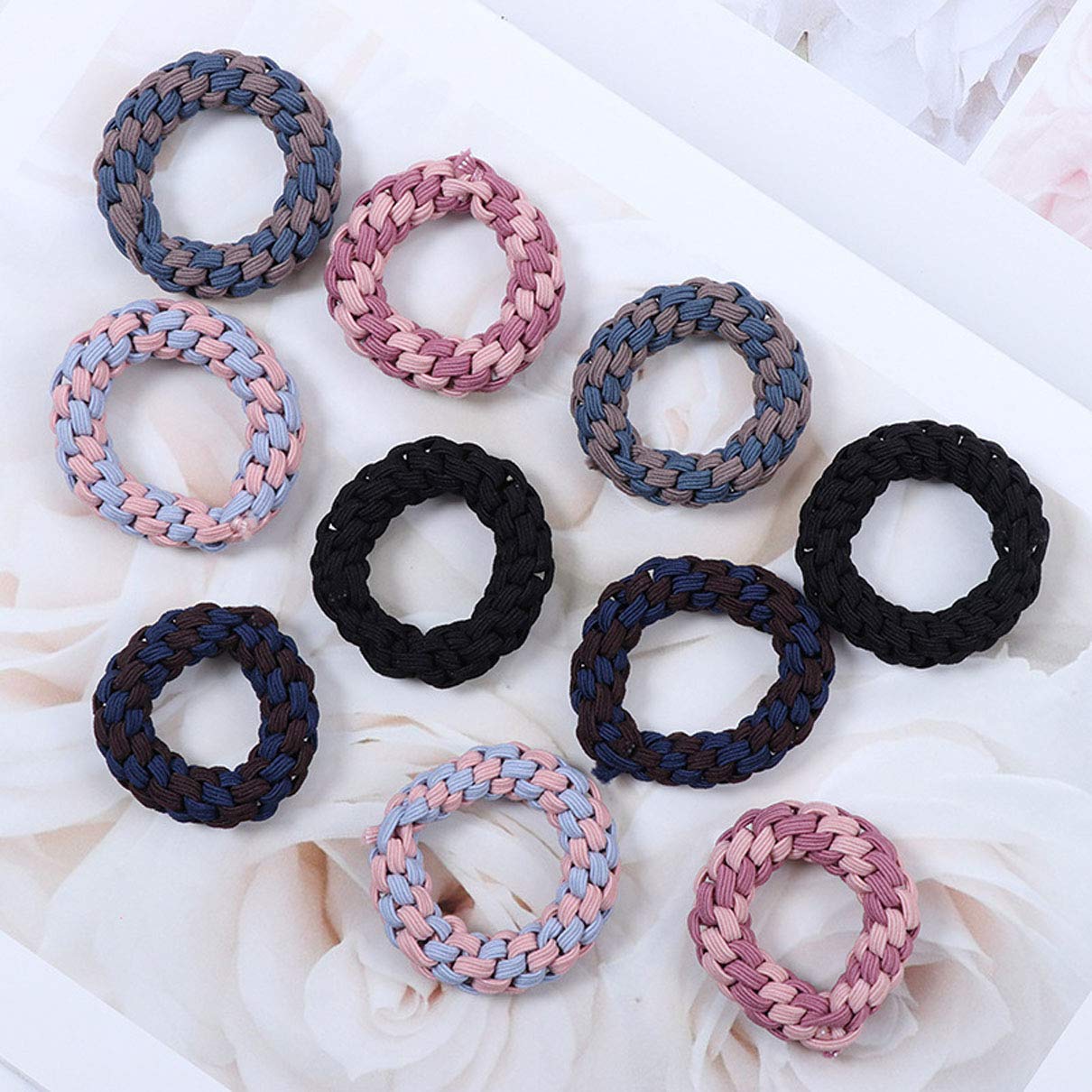 10 Pcs Braided Hair Ties for Women - Soft Ponytail Holders & Hair Elastics - No Slip Hair Bands for Workout, Yoga, Running & Daily Styling
