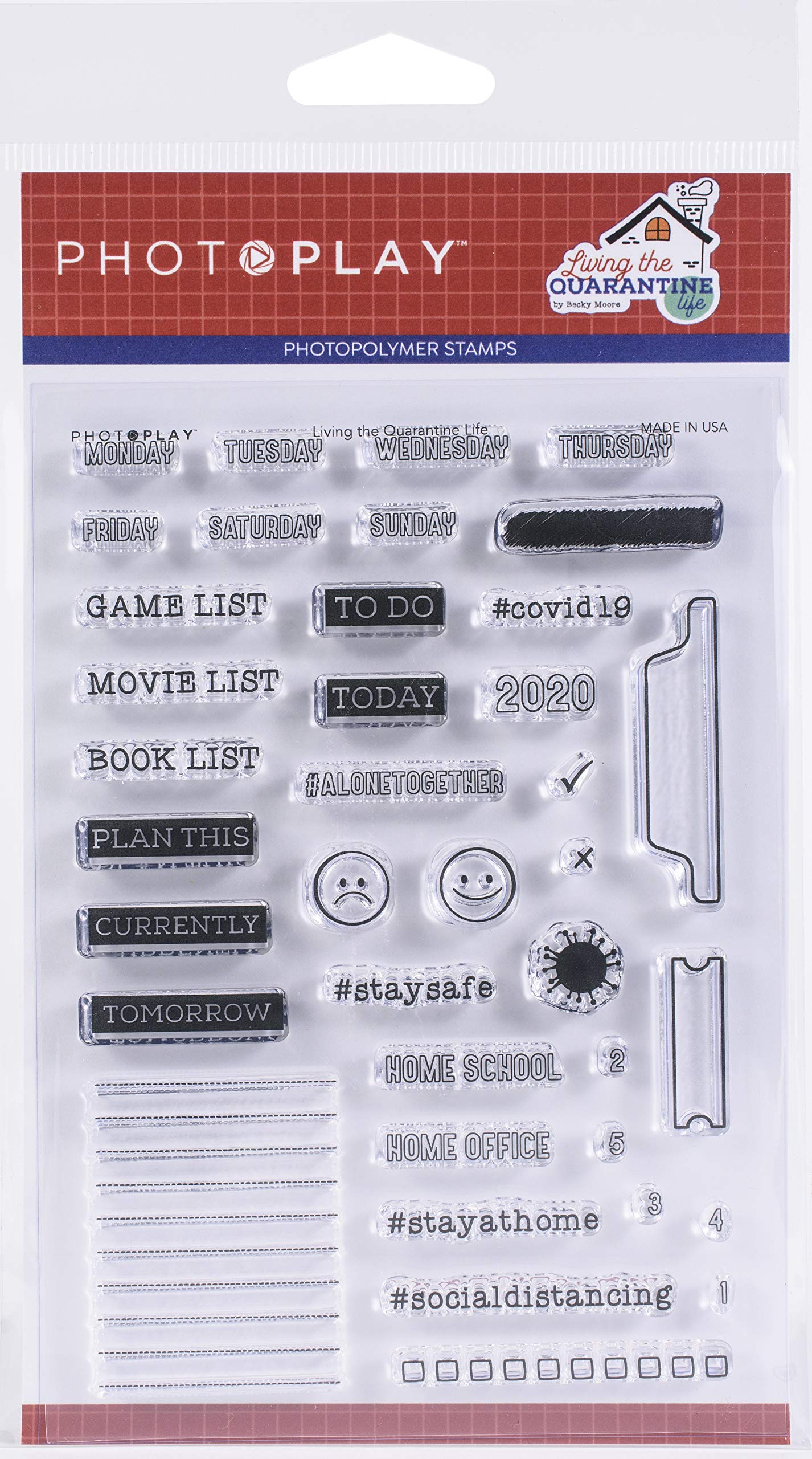 Photo Play Paper PHOTOPLAY Clear Stamp Set for Scrapbooking, Card Making & DIY Crafts - Perfect for Quarantine Activities, Home Decor & Gift Wrapping