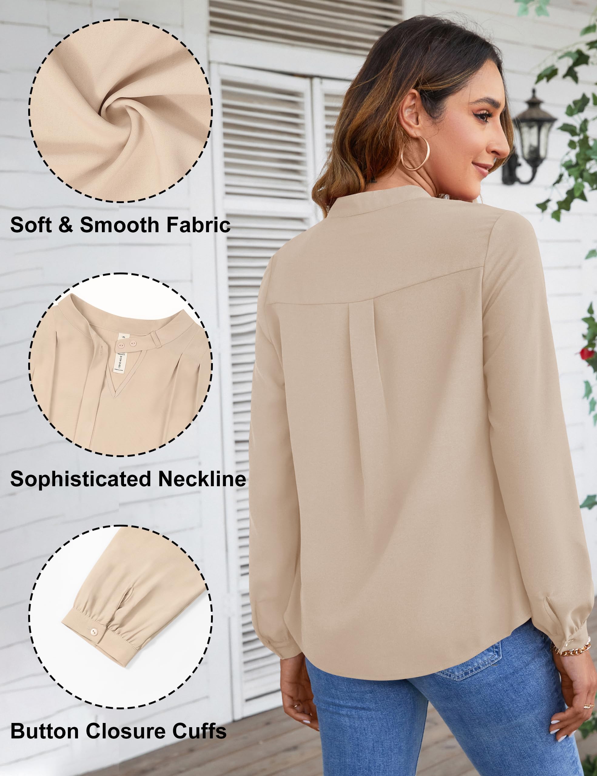 Blooming Jelly Women's Business Casual Blouses - Elegant Tie Neck Long Sleeve Dressy Tops for Fall 2024 | Trendy Work Shirts for Office & Professional Occasions