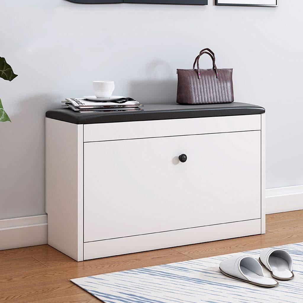 JFZJM 2-Tier Wooden Shoe Storage Bench with Flip-Drawer - Hallway Entryway Shoe Rack Cabinet, Storage Organizer for Shoes & Accessories - Perfect for Living Room, Bedroom & Entryway Organization