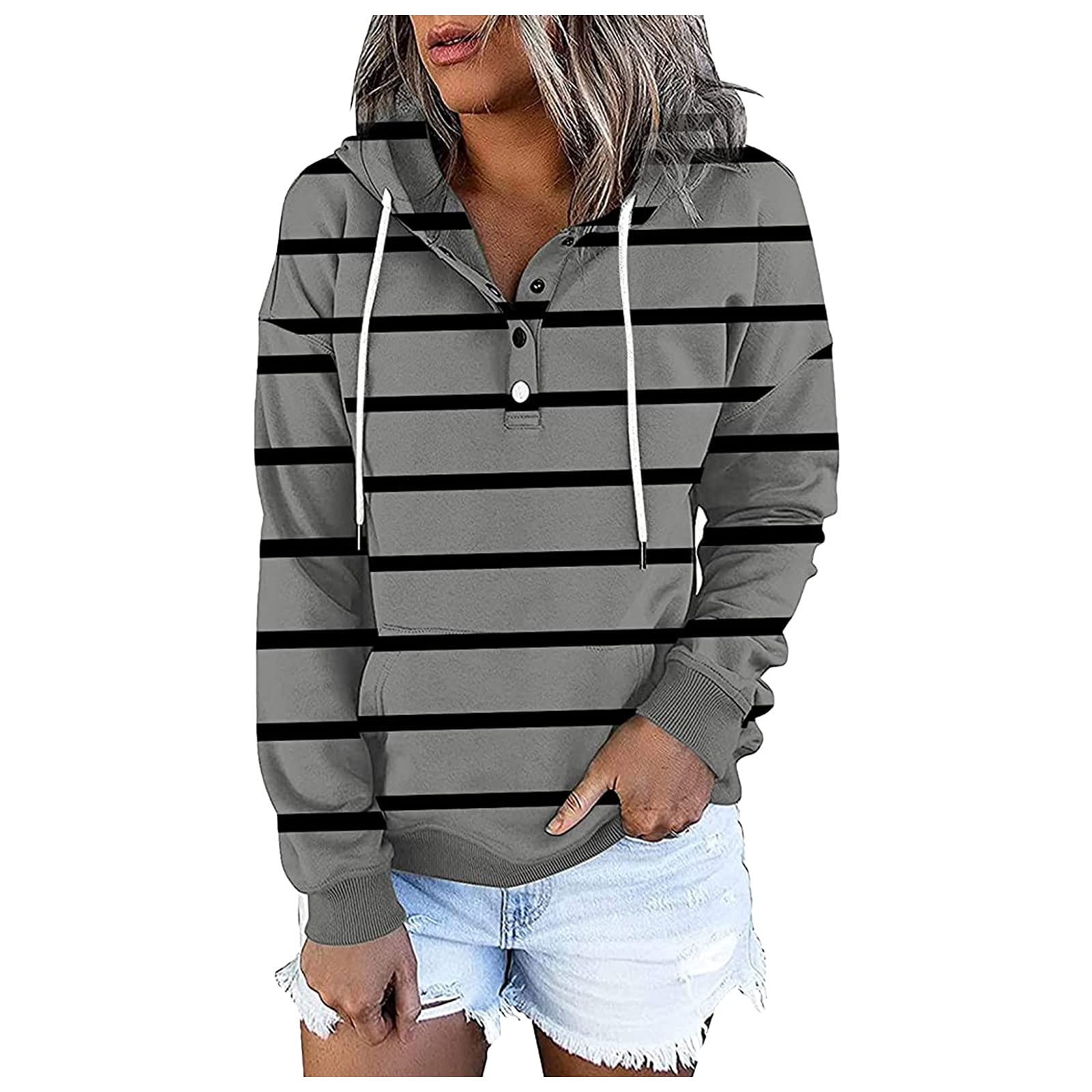 Stylish V-Neck Hoodies for Women & Girls - Long Sleeve Pullover Sweatshirts for Casual Wear | Perfect for Everyday Outfits, Lounge Wear & Outdoor Activities