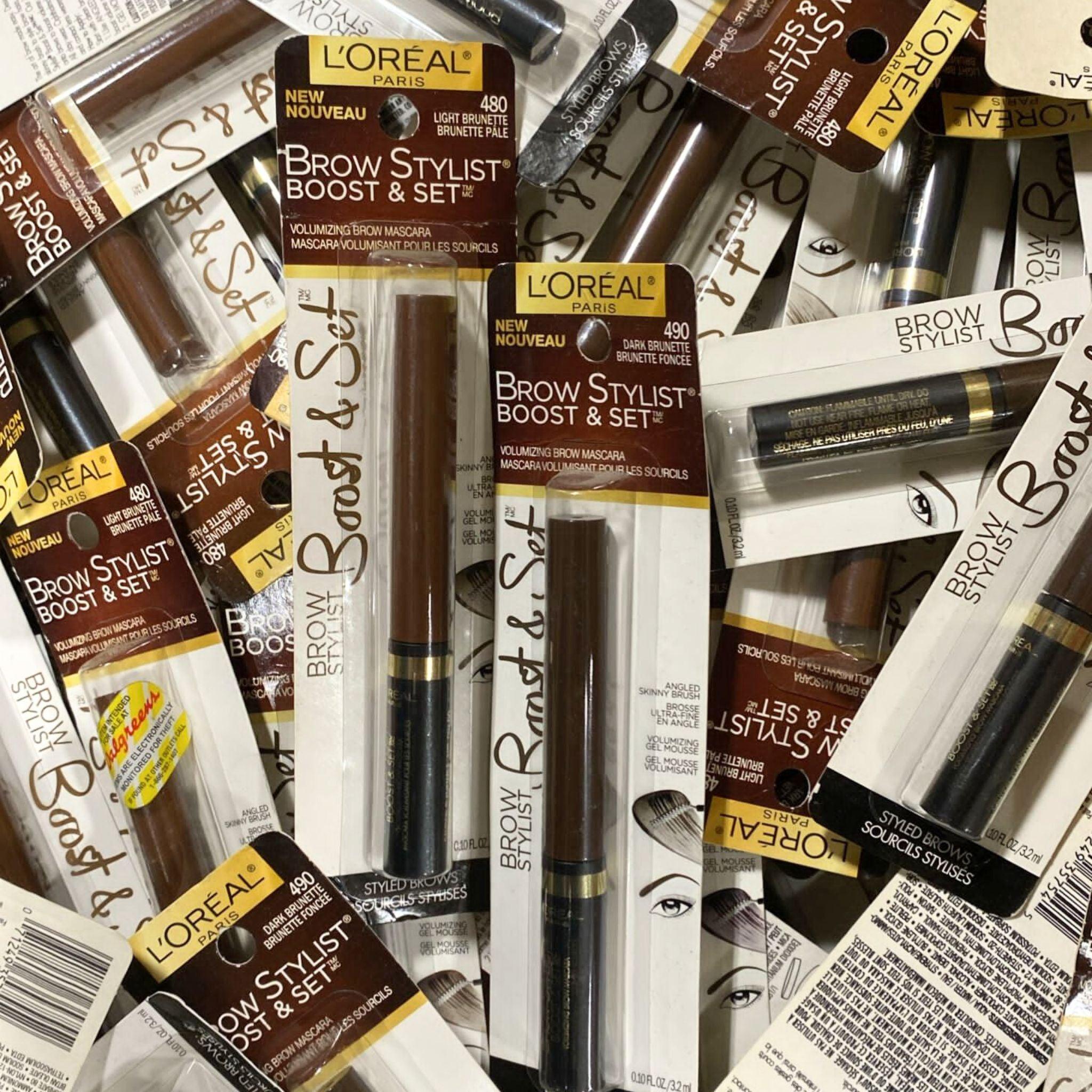 L'Oreal Brow Stylist Boost & Set Volumizing Brow Mascara - 480 & 490 Shades (50 Pcs Bulk Lot) - Perfect for Salon Professionals & Makeup Artists - Natural Looking Eyebrow Enhancement for Daily Use & Special Occasions
