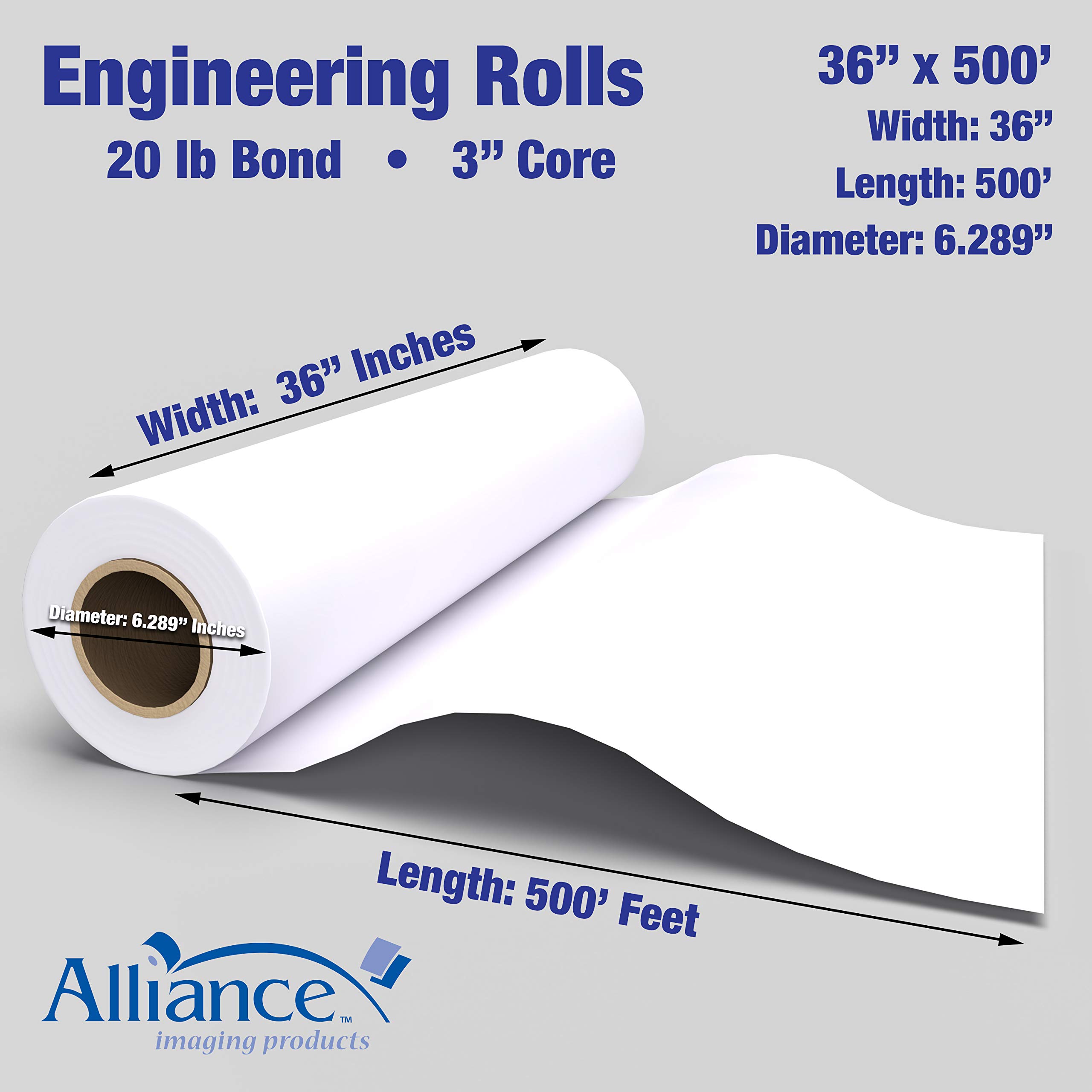 Alliance Wide Format Bond Engineering Paper Rolls - 36