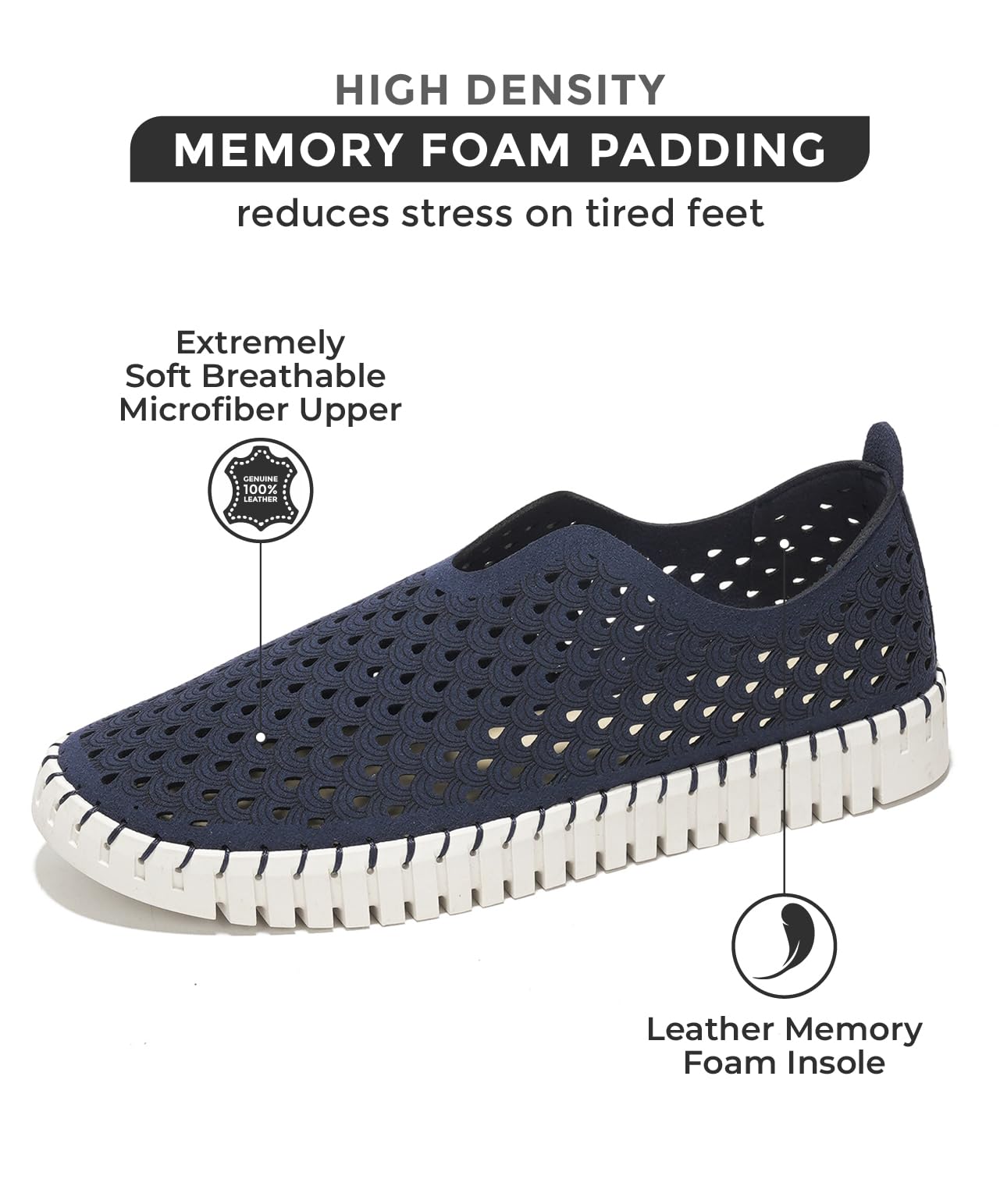 Women's Memory Foam Slip-On Loafers - Comfortable Non-Slip Lightweight Flats for Casual Wear & Travel - Washable Cloud Shoes (Lily) - Perfect for Office, Walking & Daily Errands