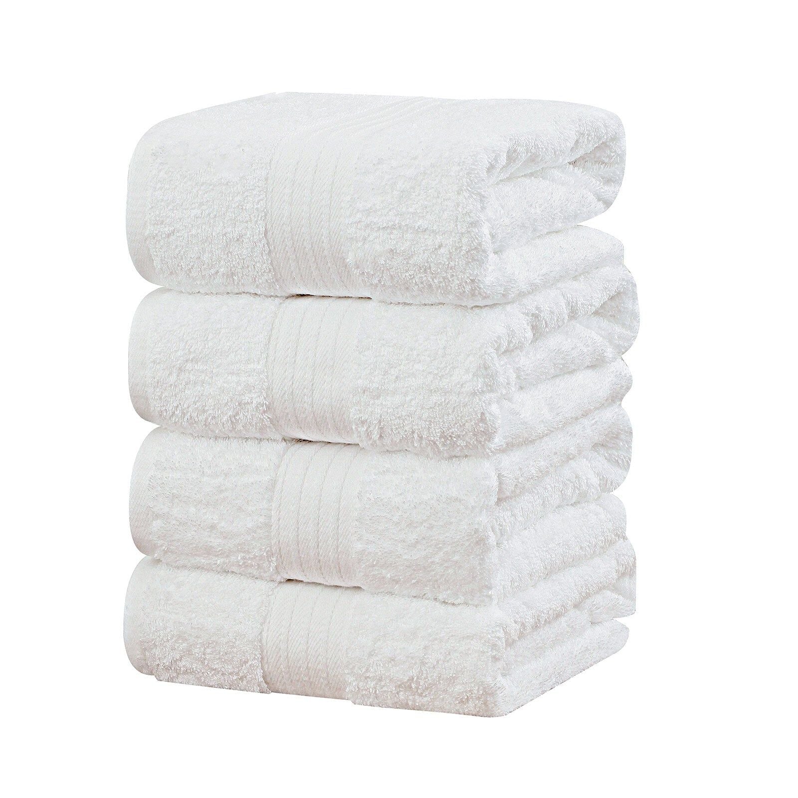 Premium 4-Piece Cotton Bath Towel Set - Soft, Absorbent & Quick-Drying - White Luxury Towels for Bathroom, Spa & Beach - Linenland Collection