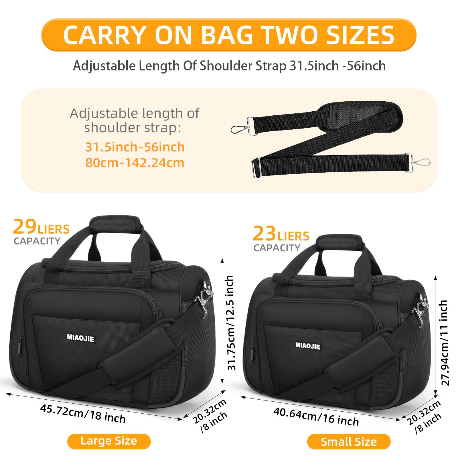 Lightweight Underseat Carry On Luggage - 16Inch Travel Tote & Weekender Duffle Bag for Overnight Trips - Perfect Personal Item for Airplane Travel (Black) - Ideal for Business Trips, Weekend Getaways & Commuting