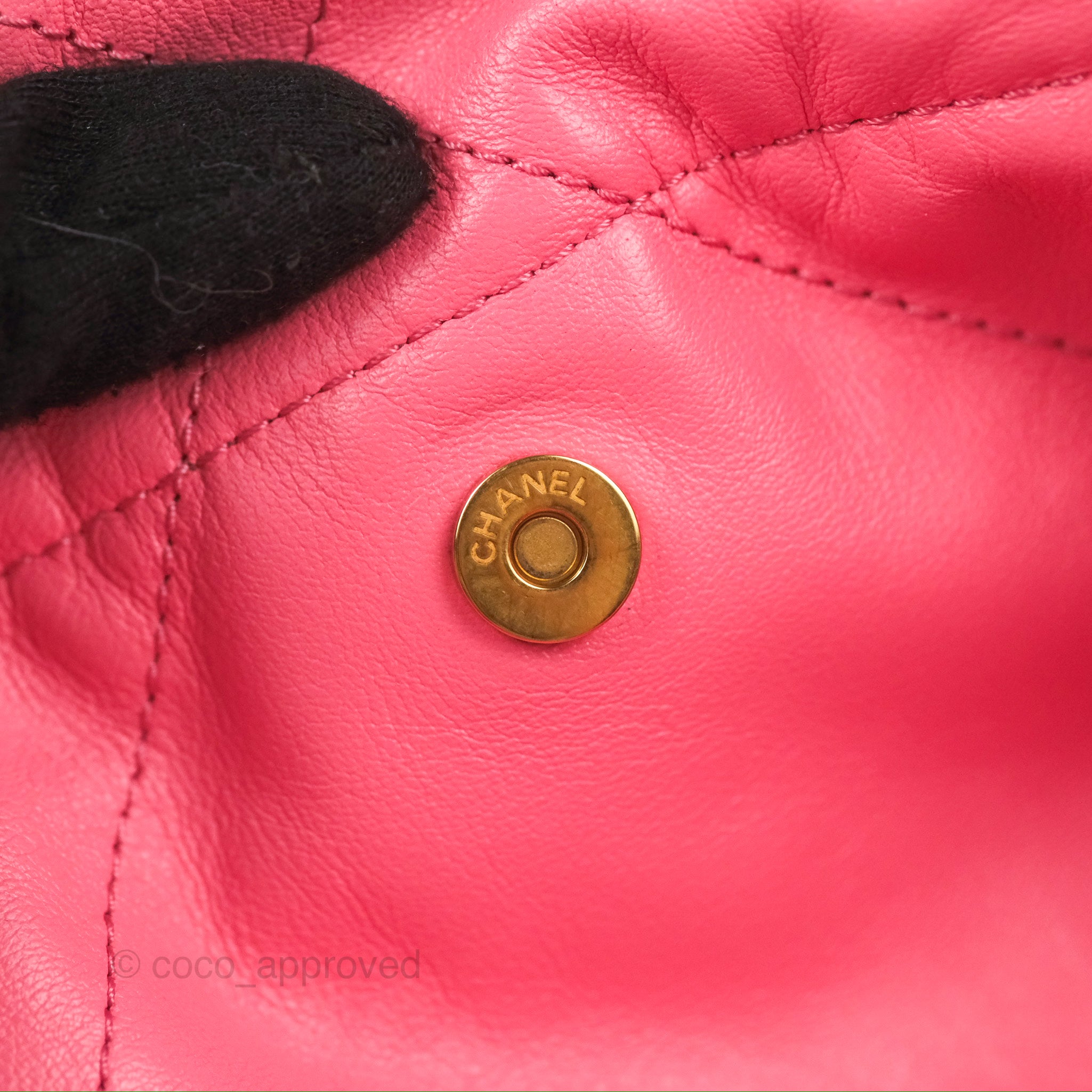 Chanel 22 Small Pink Shiny Calfskin Bag with Aged Gold Hardware - Luxury Crossbody Purse for Women, Perfect for Date Night & Special Occasions