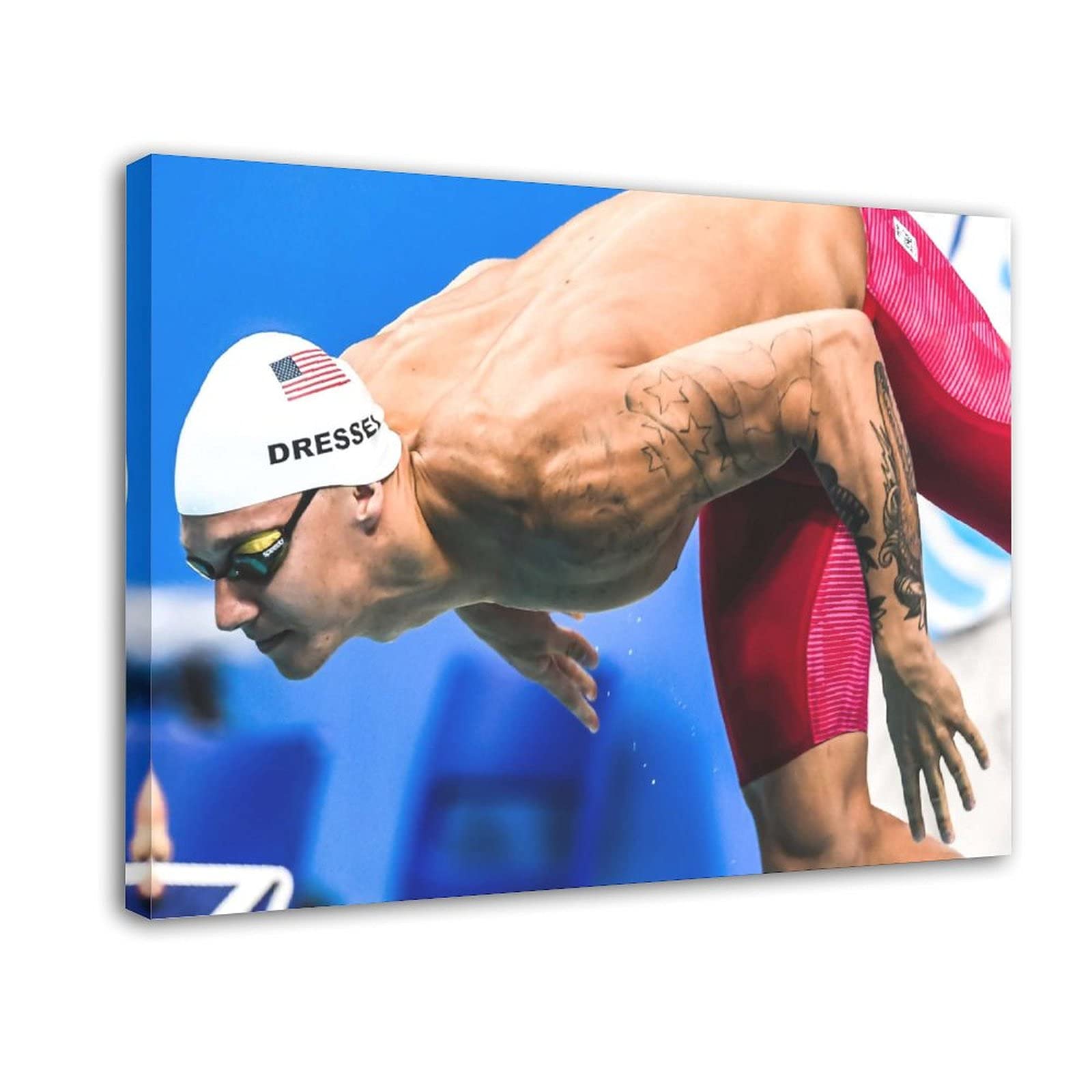 Caeleb Dressel Olympic Gold Medal Swimmer Posters - Tokyo 2021 World Record Holder Canvas Wall Art Print (20x30 Inch) for Living Room, Bedroom & Office Decor | Swimming Enthusiast Gift Idea