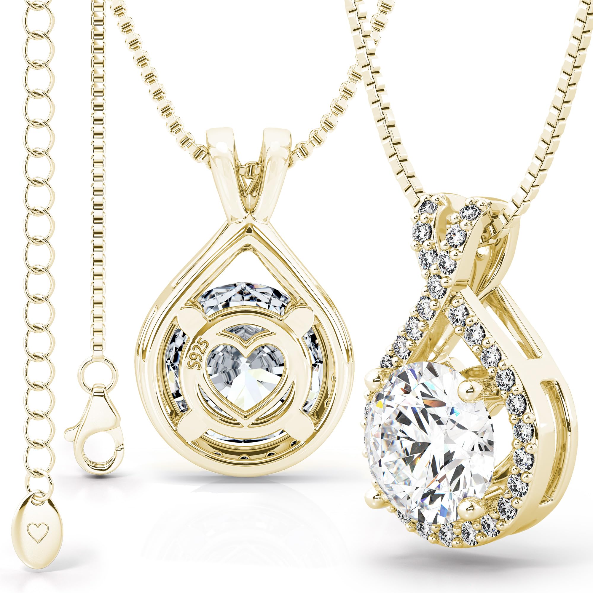 Twine&Co Infinity Moissanite Pendant Necklace for Women - 925 Sterling Silver Jewelry Gift for Anniversary, Birthday & Valentine's Day - Perfect for Everyday Wear & Special Occasions