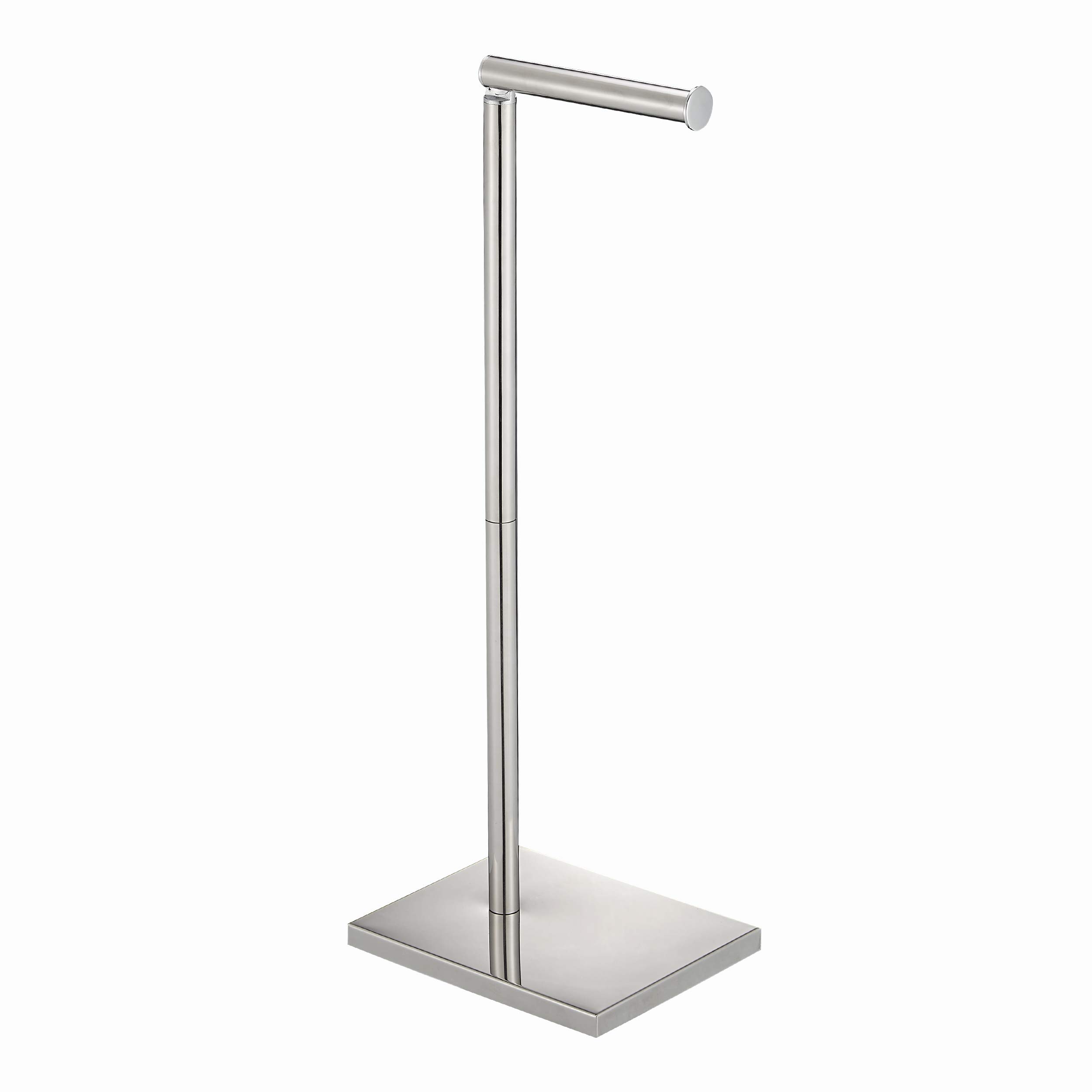 Free Standing Toilet Paper Holder with Reserve - Heavy Weighted Base Bathroom Tissue Stand, Chrome Finish for Modern Toilets & Powder Rooms - Perfect for Home, Office, and RV Use