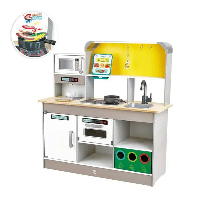 Hape Deluxe Wooden Play Kitchen Set with Fun Fan Stove - Pretend Cooking Toy for Kids, Perfect for Imaginative Play & Role-Playing Games