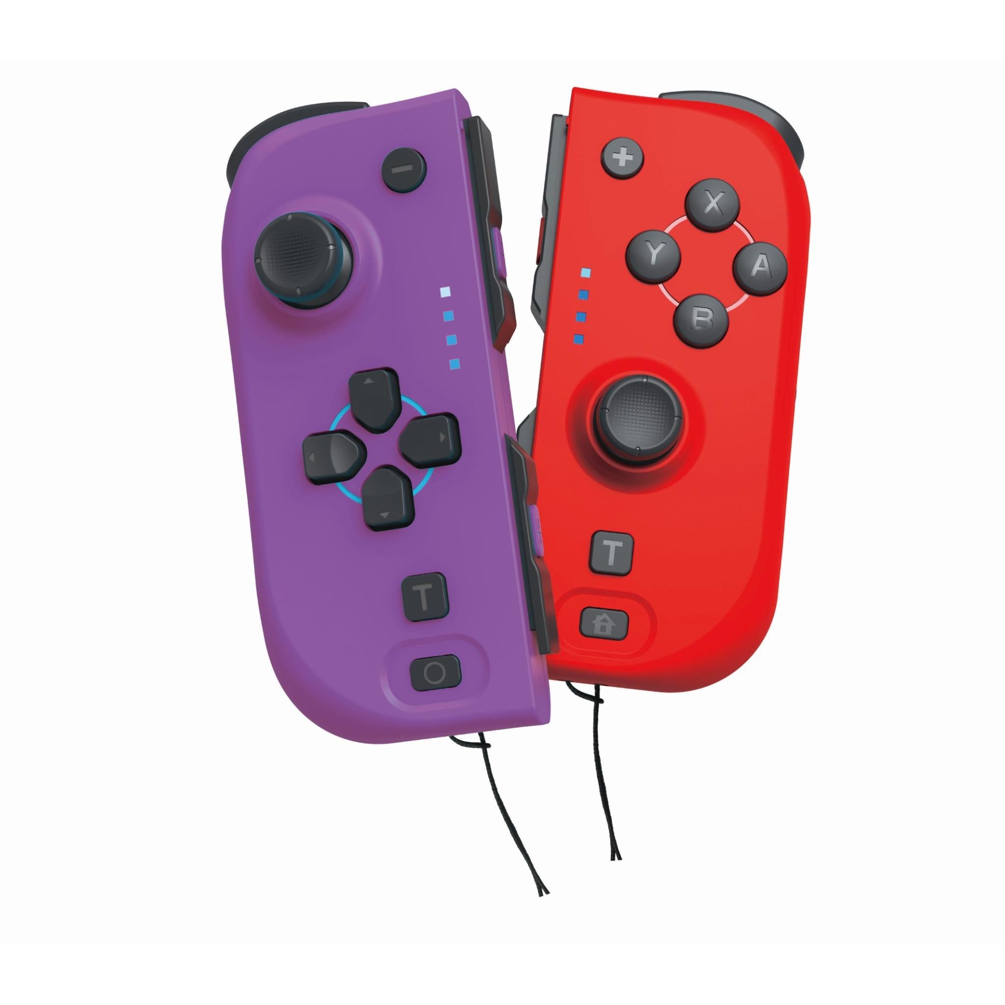 3rd Earth Joy-Con Controller Pair for Nintendo Switch & Switch OLED - Red & Purple - Compatible with Mario Kart, Super Smash Bros, and Multiplayer Gaming