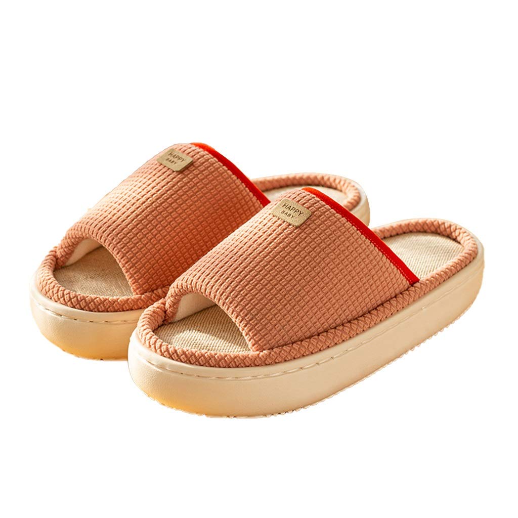 Women's Summer Linen Slippers - Open Toe House Shoes with Arch Support & Non-Slip Soft Sole | Comfortable Indoor/Outdoor Slippers for Home, Beach & Vacation Wear