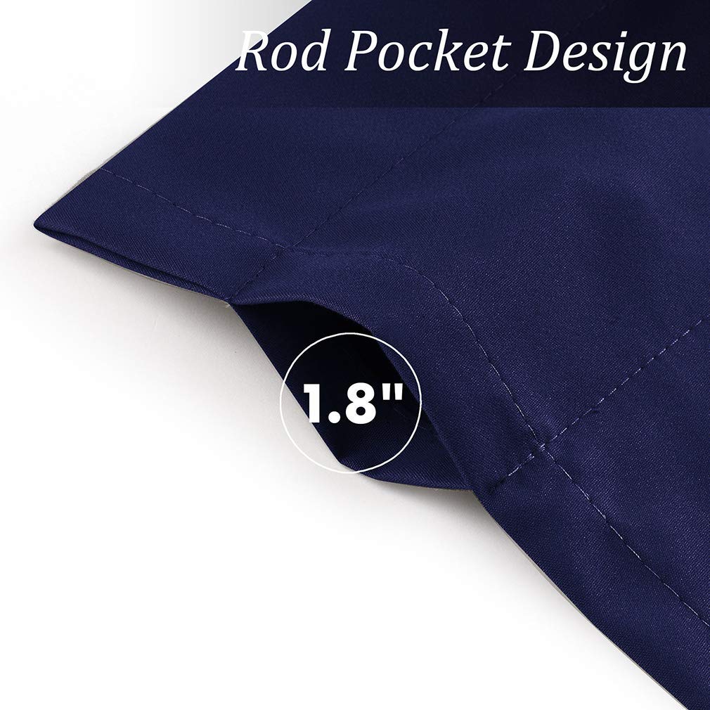 Valea Home Blackout Curtains for Small Windows - Navy Blue Room Darkening Short Curtains (30x24 Inch, 2 Panels) with Rod Pocket - Perfect for Bedroom, Kitchen & Home Decor