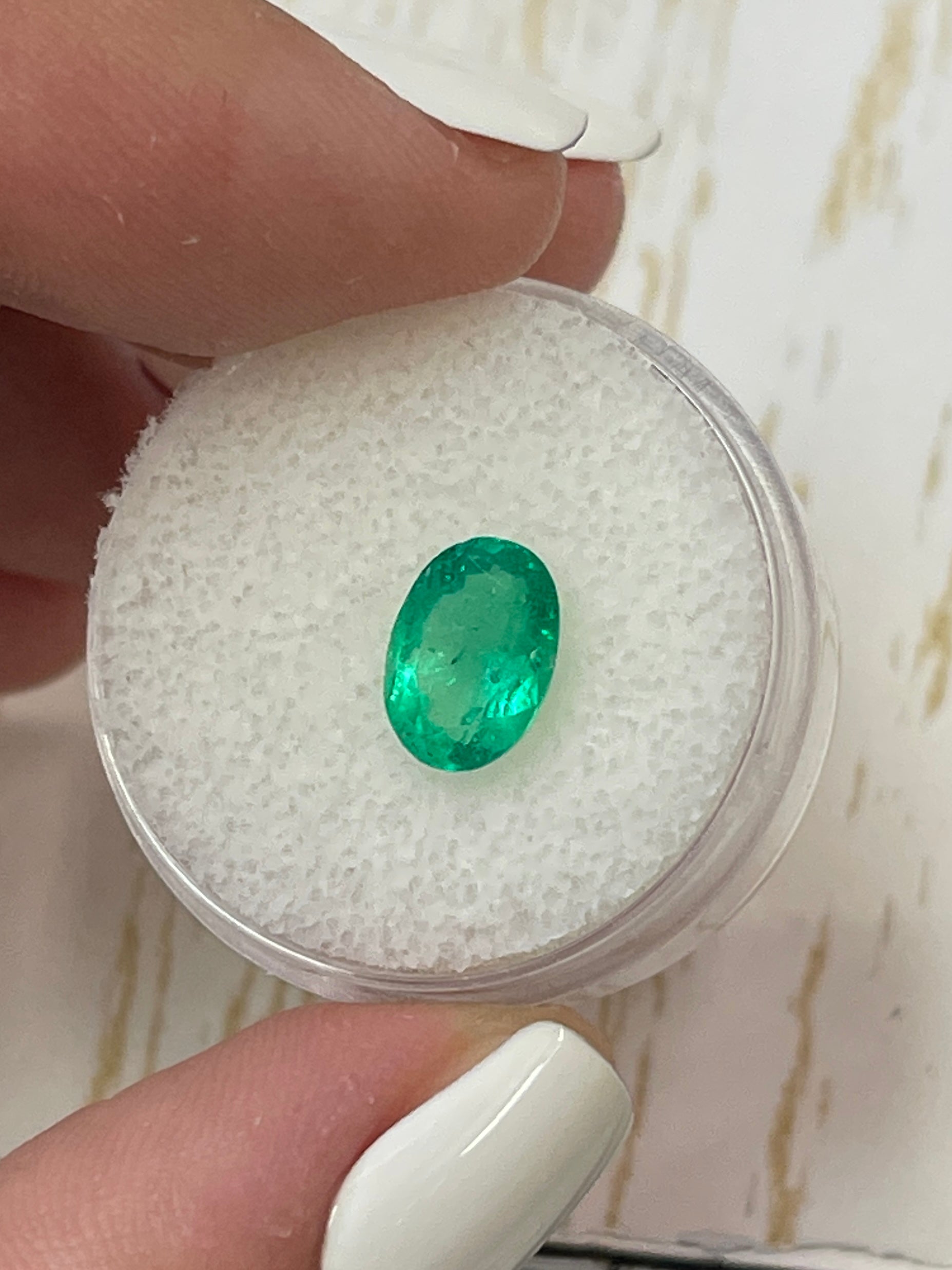 1.69 Carat 9x6mm Medium Yellowish Green Natural Loose Colombian Emerald Oval Cut Gemstone for Jewelry Making, Engagement Rings & Collector's Display