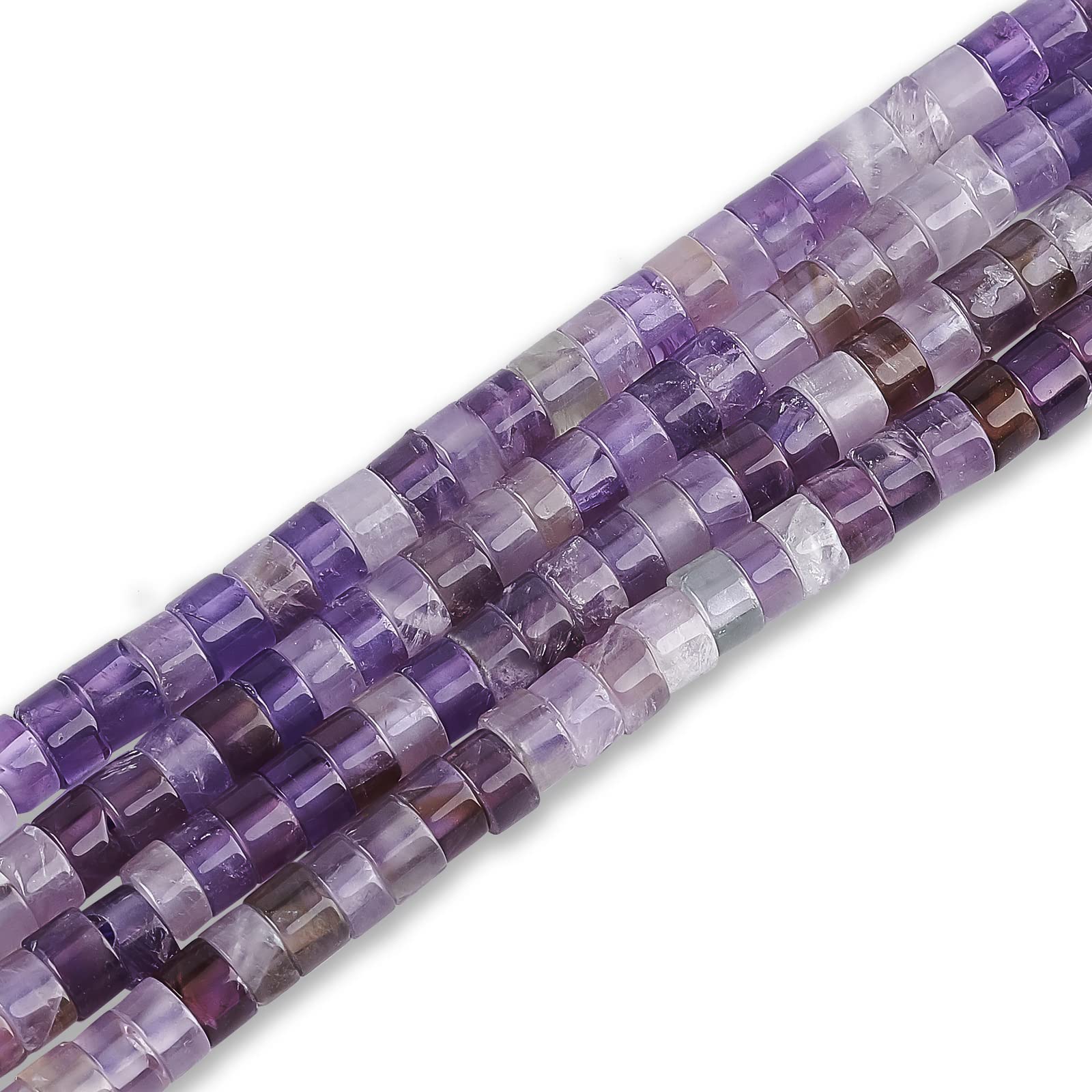 150Pcs 4mm Natural Amethyst Heishi Disc Beads - Flat Round Loose Gemstone Beads for DIY Jewelry Making, Choker Bracelets & Necklaces - Perfect for Handmade Crafts, Gifts & Boho Style Accessories