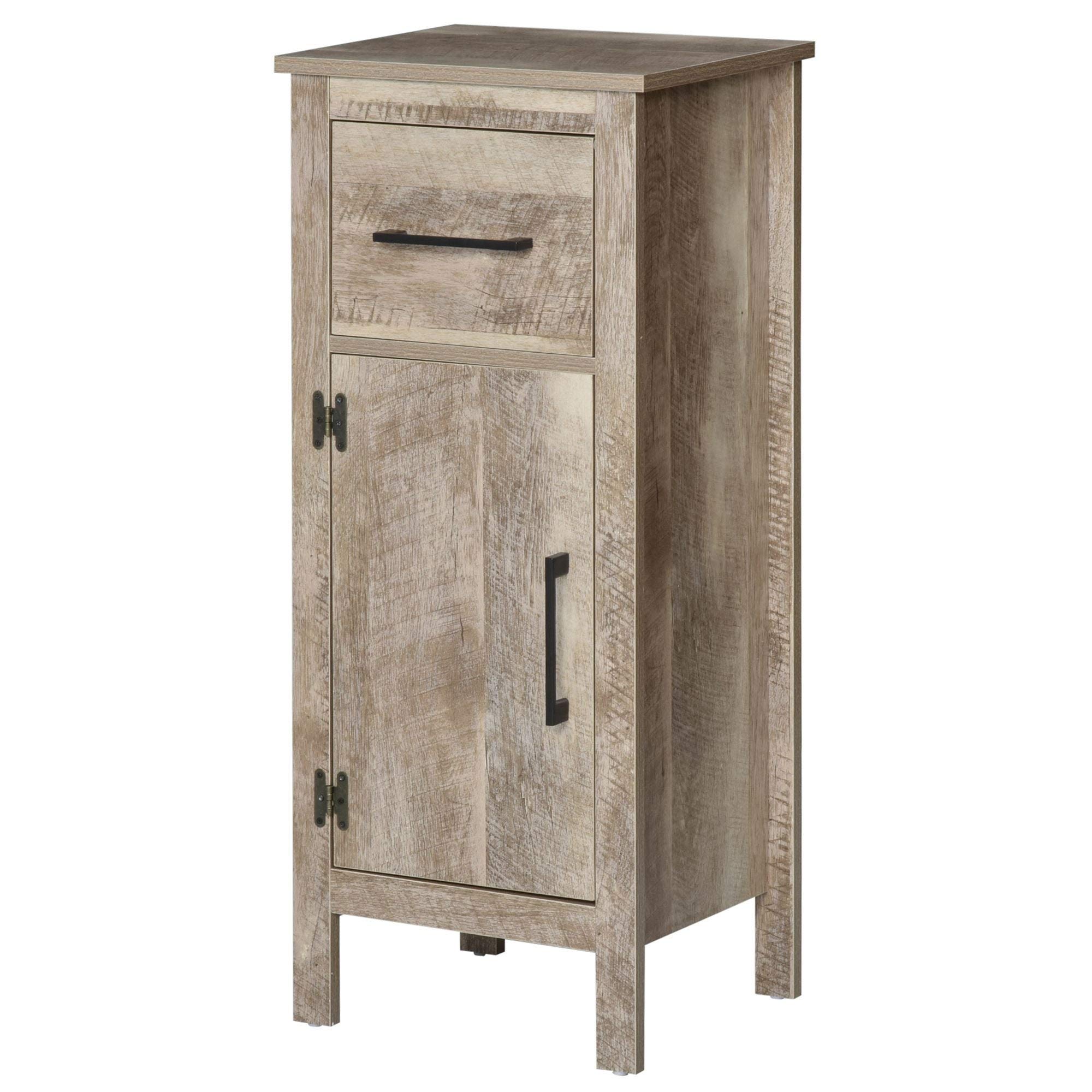 Modern Bathroom Floor Cabinet with Drawer & Adjustable Shelf - Barnwood Yellow Storage Cupboard for Bathroom, Entryway or Living Room - Perfect for Organizing Towels, Toiletries & Home Decor