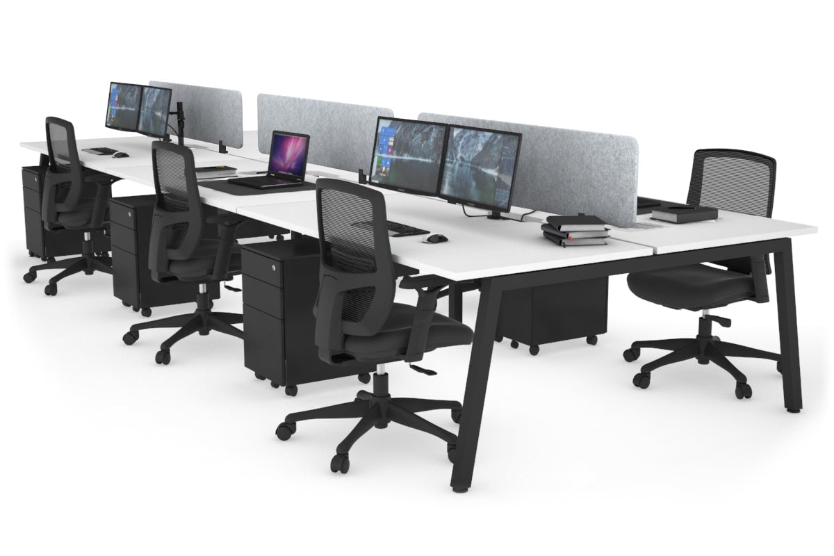 Quadro 6-Person Office Workstation Desk - 1800L x 800W with Cable Management Scallop | Modern Office Furniture for Team Collaboration & Workspace Organization