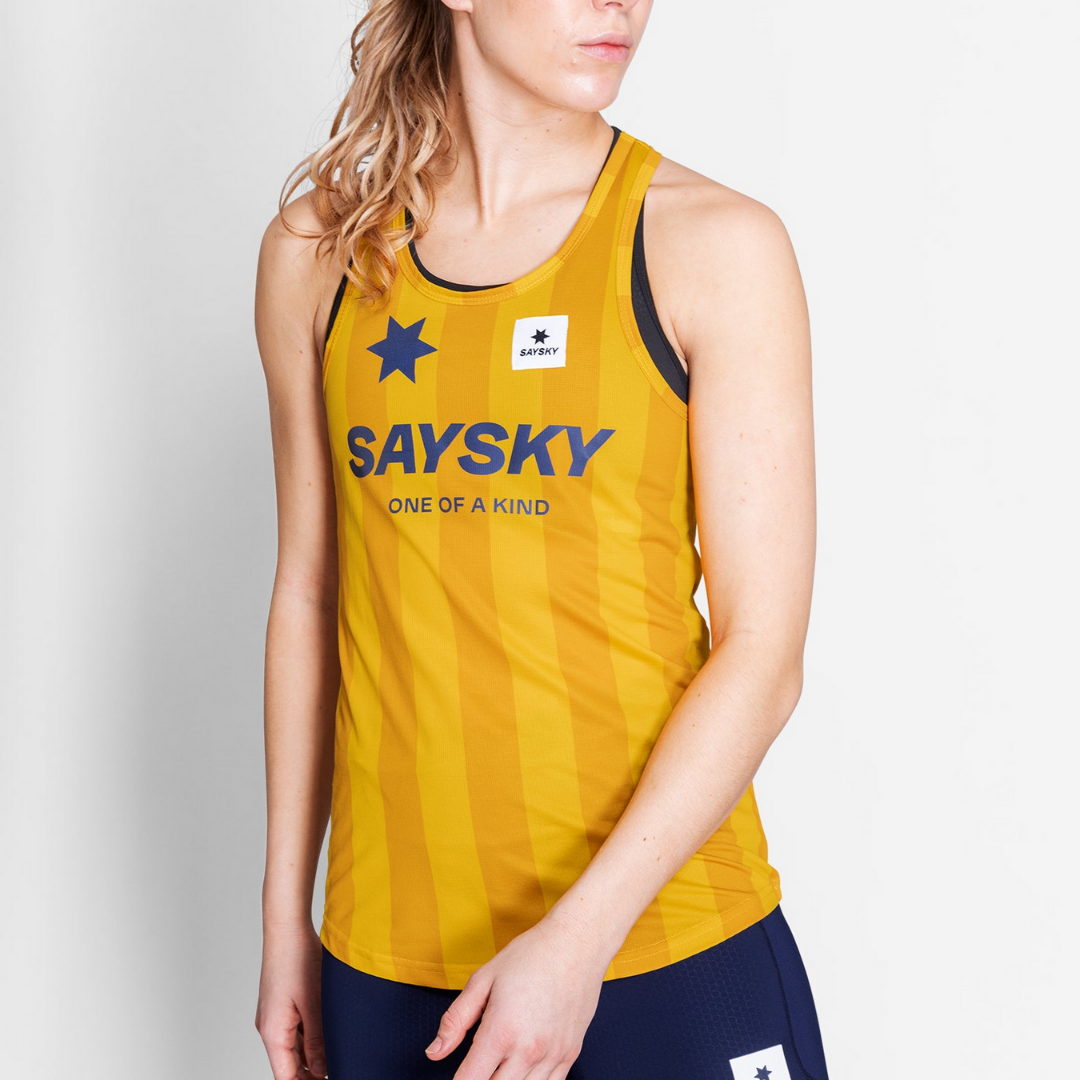 SAYSKY Women's Striped Combat Singlet Tank Top - Workout, Gym, Running & Fitness Apparel for Active Women