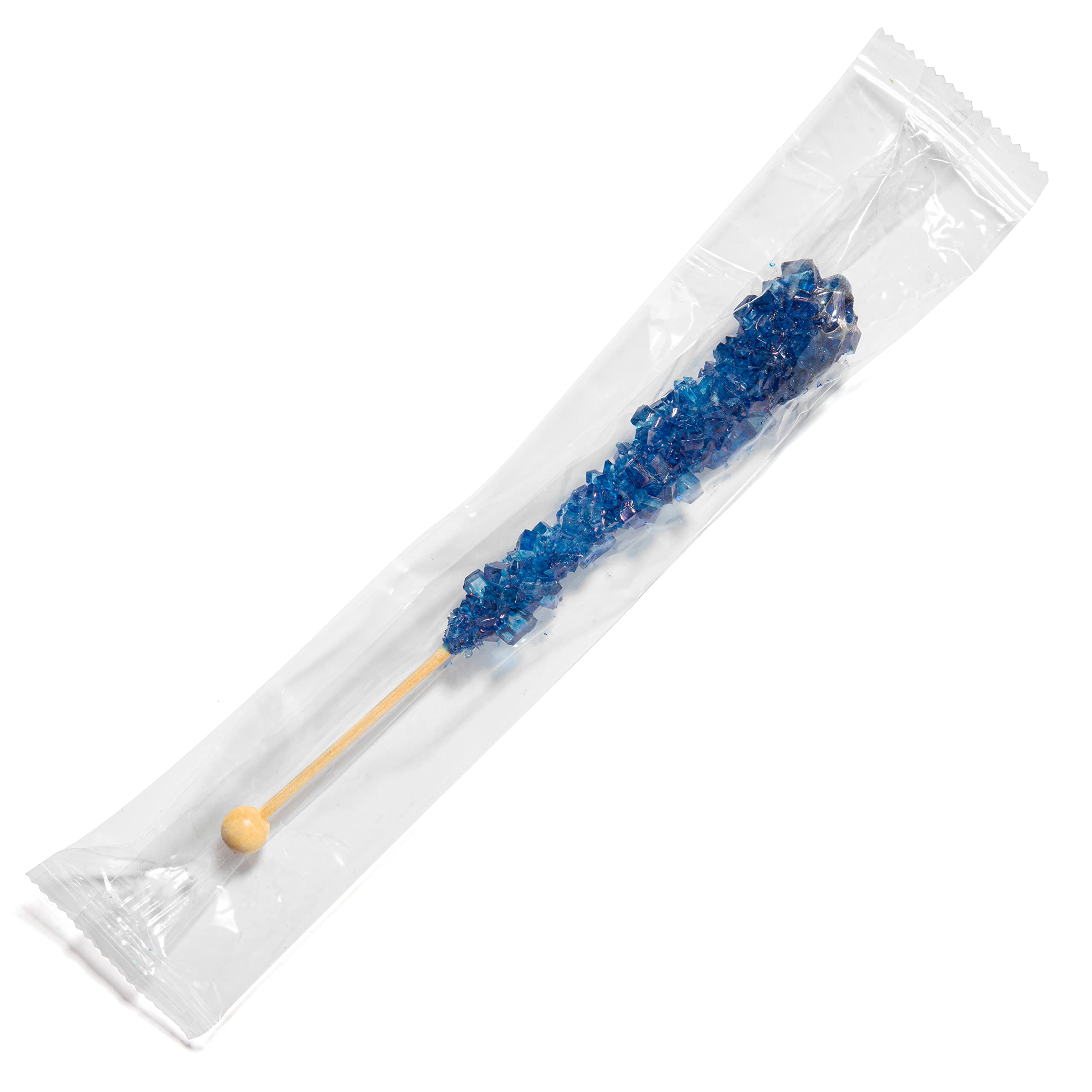 Navy Blue Rock Candy Sugar Sticks - Blueberry Flavored - 24 Individually Wrapped - Perfect for Birthday Parties, Baby Showers & DIY Cocktail Garnishes