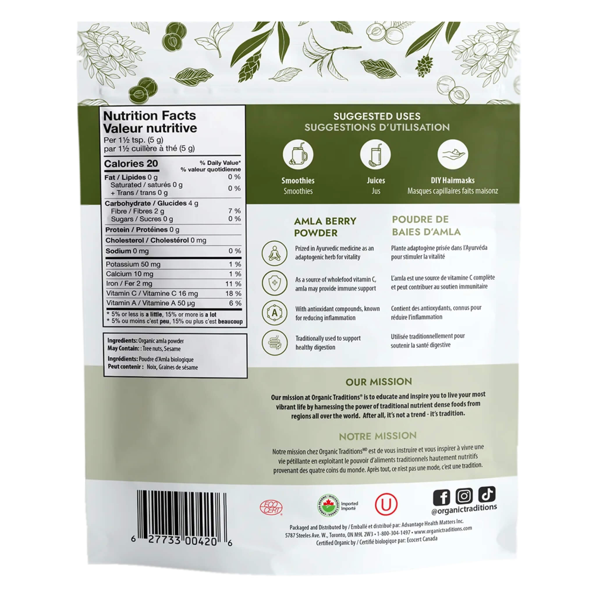 Organic Amla Berry Powder (Indian Gooseberry) - 100% Pure, Natural & Vegan - Rich in Vitamin C & Antioxidants - Perfect for Smoothies, Juices, Skincare & Haircare Routines