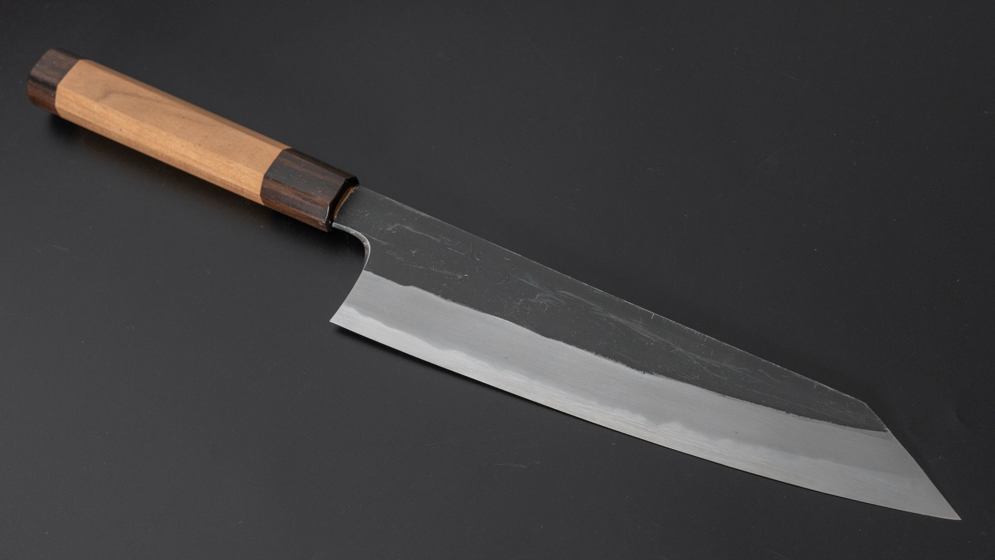 Hitohira Togashi Blue #2 Kiritsuke Gyuto 240mm Japanese Chef Knife - Kurouchi Finish with Cherry Wood & Ebony Handle - Perfect for Sushi, Meat Slicing & Precision Cutting