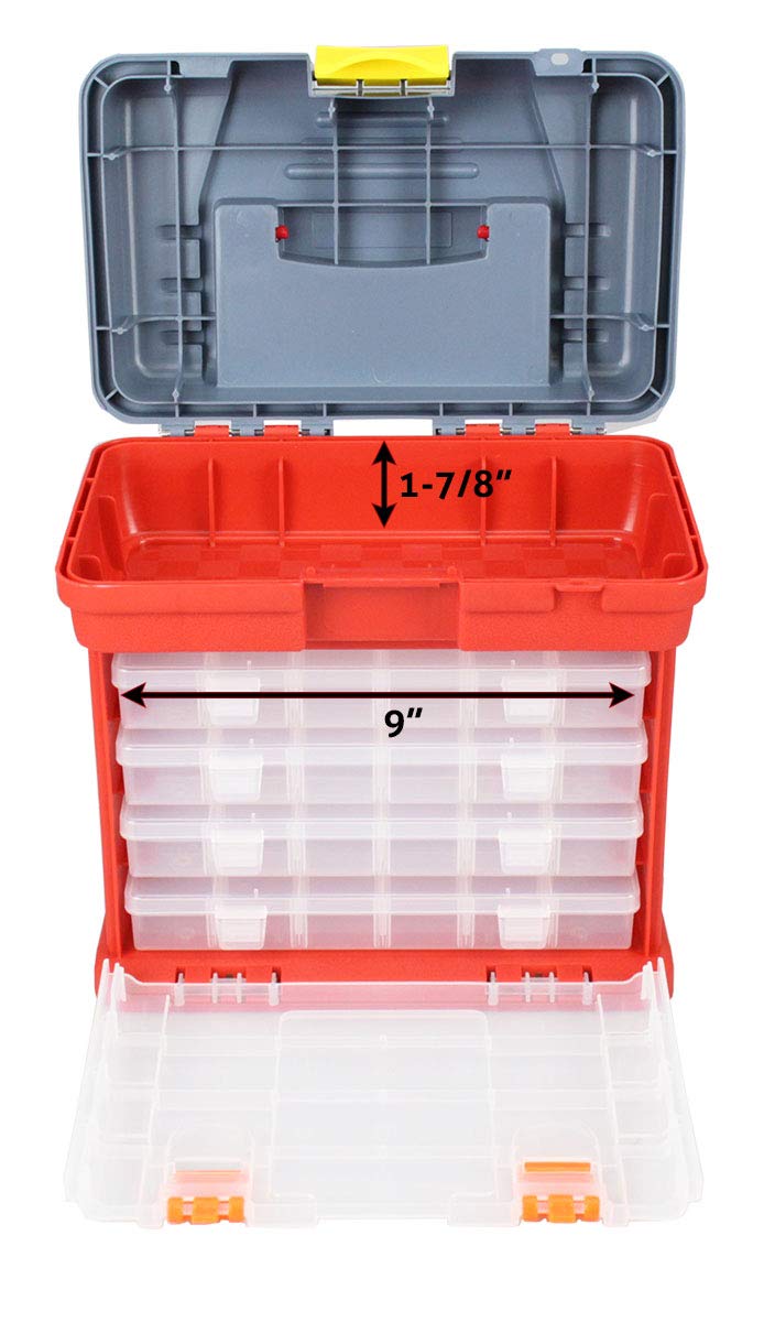 Heavy Duty Plastic Storage Box with 4 Divided Drawers & Large Top Compartment - Clear Organizer with Removable Dividers | Durable Multi-Purpose Storage Solution for Home, Office, Craft Room & Garage Organization