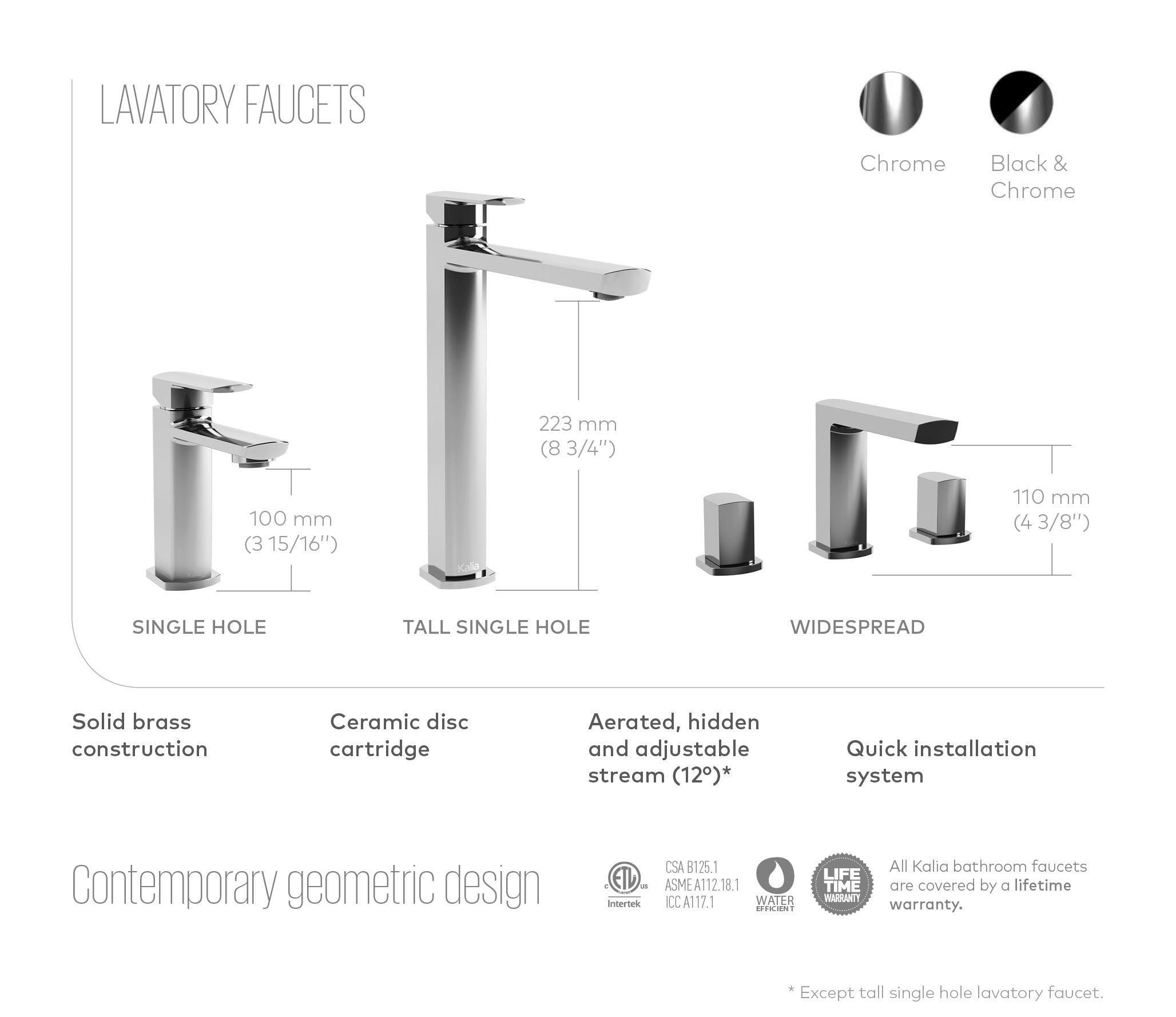 KALIA GRAFIK Single Hole Chrome Bathroom Sink Faucet with Pop-Up Drain - Perfect for Modern Vanities, Guest Bathrooms & Powder Rooms